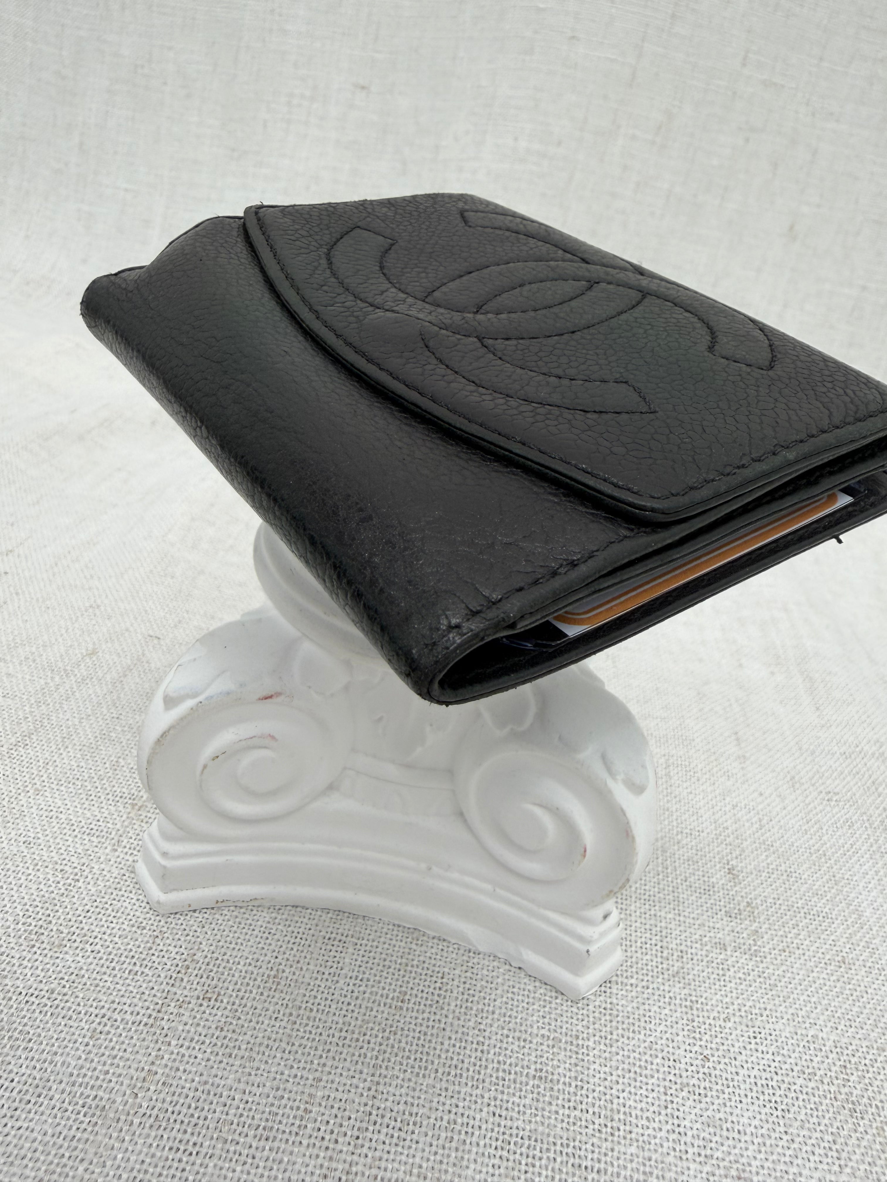 Chanel Black Caviar Leather CC Compact Wallet