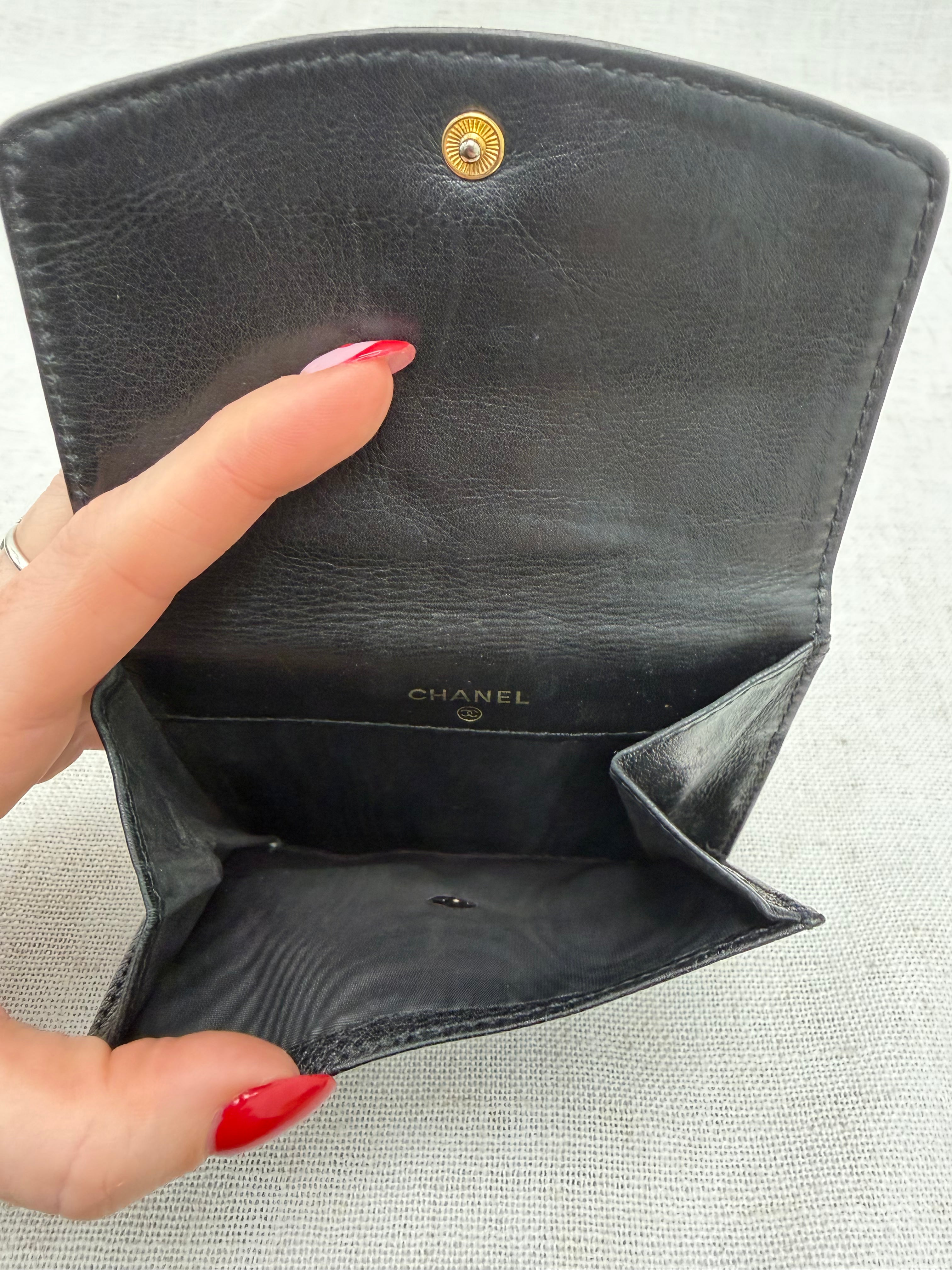 Chanel Black Caviar Leather CC Compact Wallet
