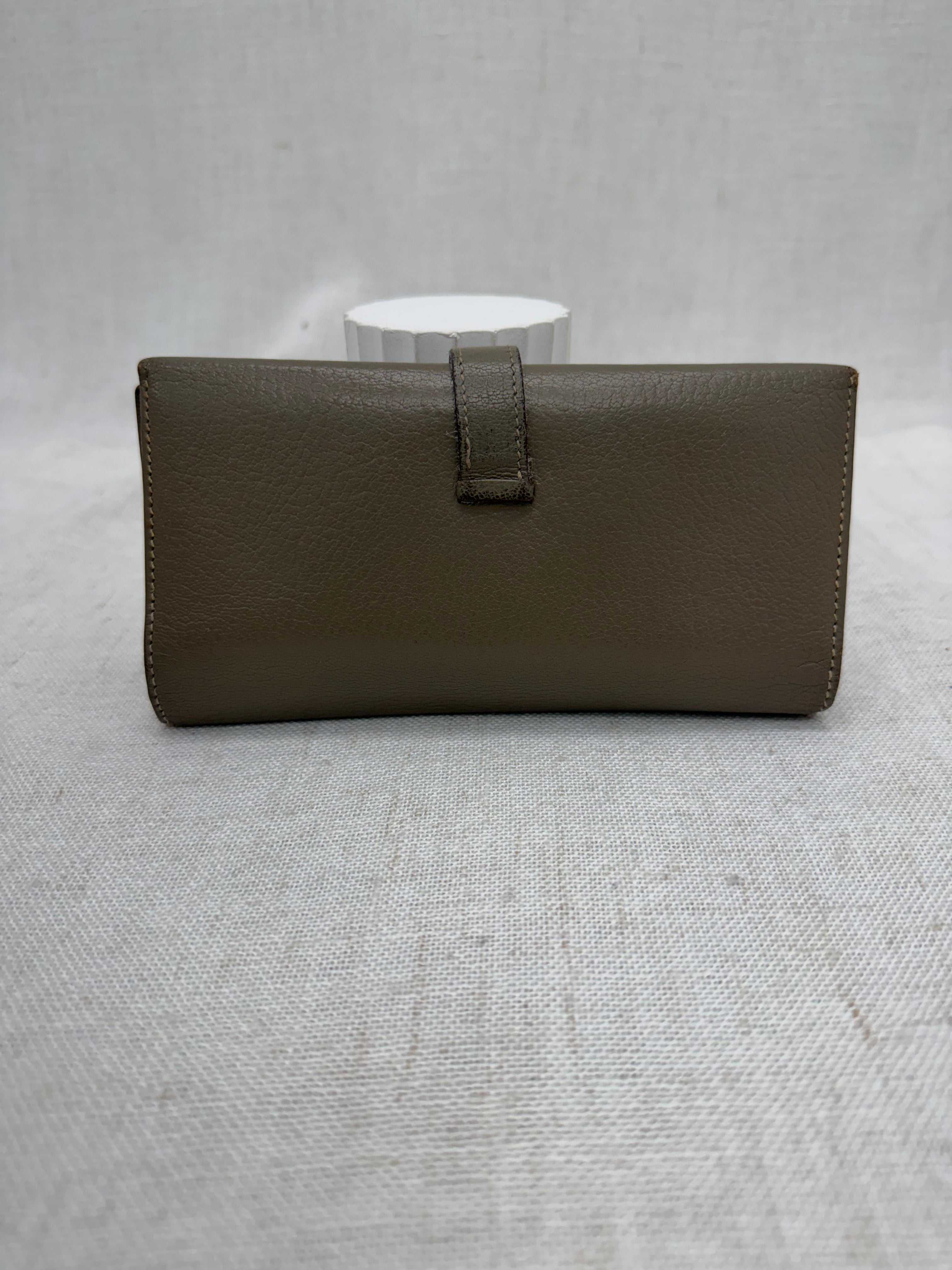 Hermes Dark Taupe Leather Trifold Bearn Wallet