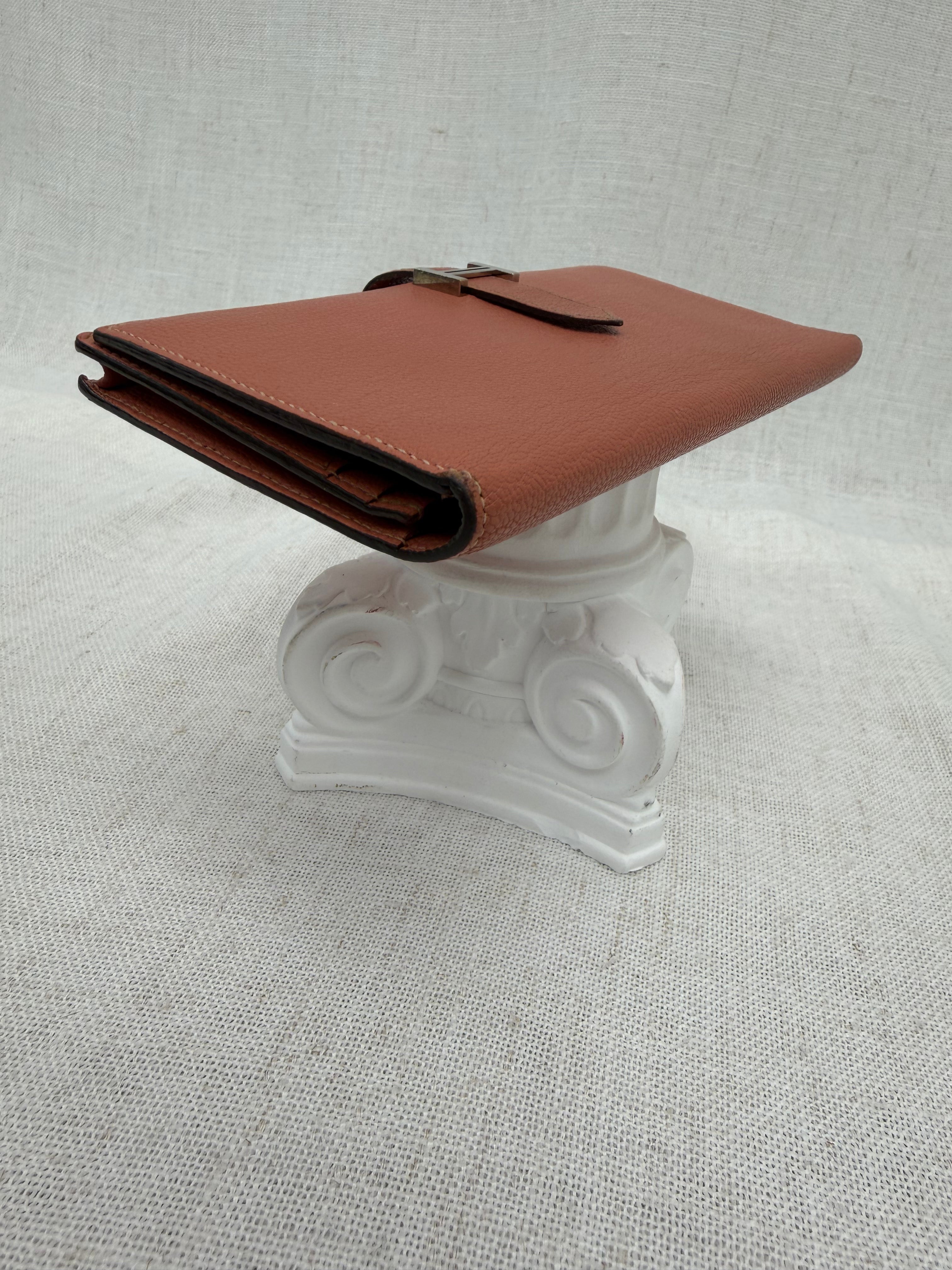 Hermes Coral Leather Bearn Wallet