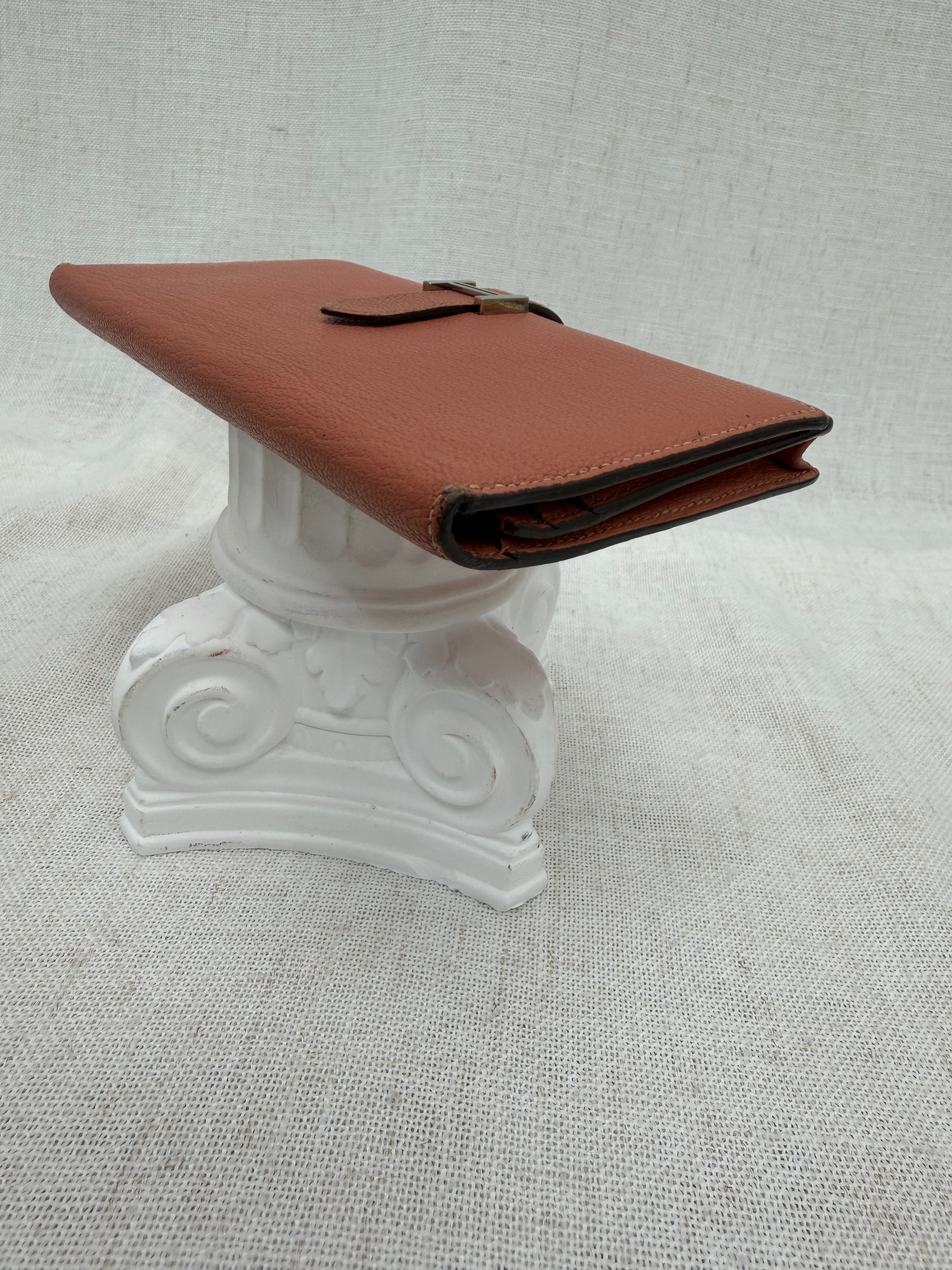 Hermes Coral Leather Bearn Wallet