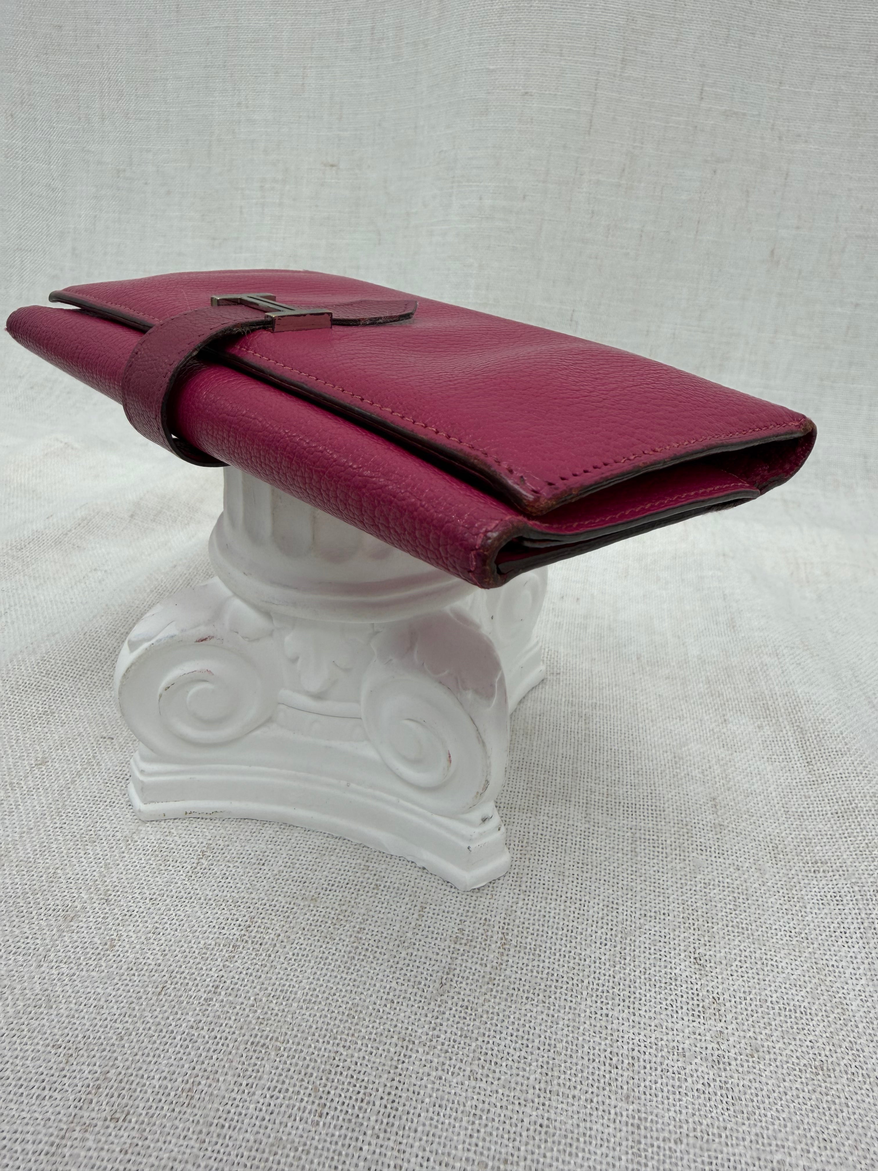 Hermes Fuchsia Leather Trifold Bearn Wallet