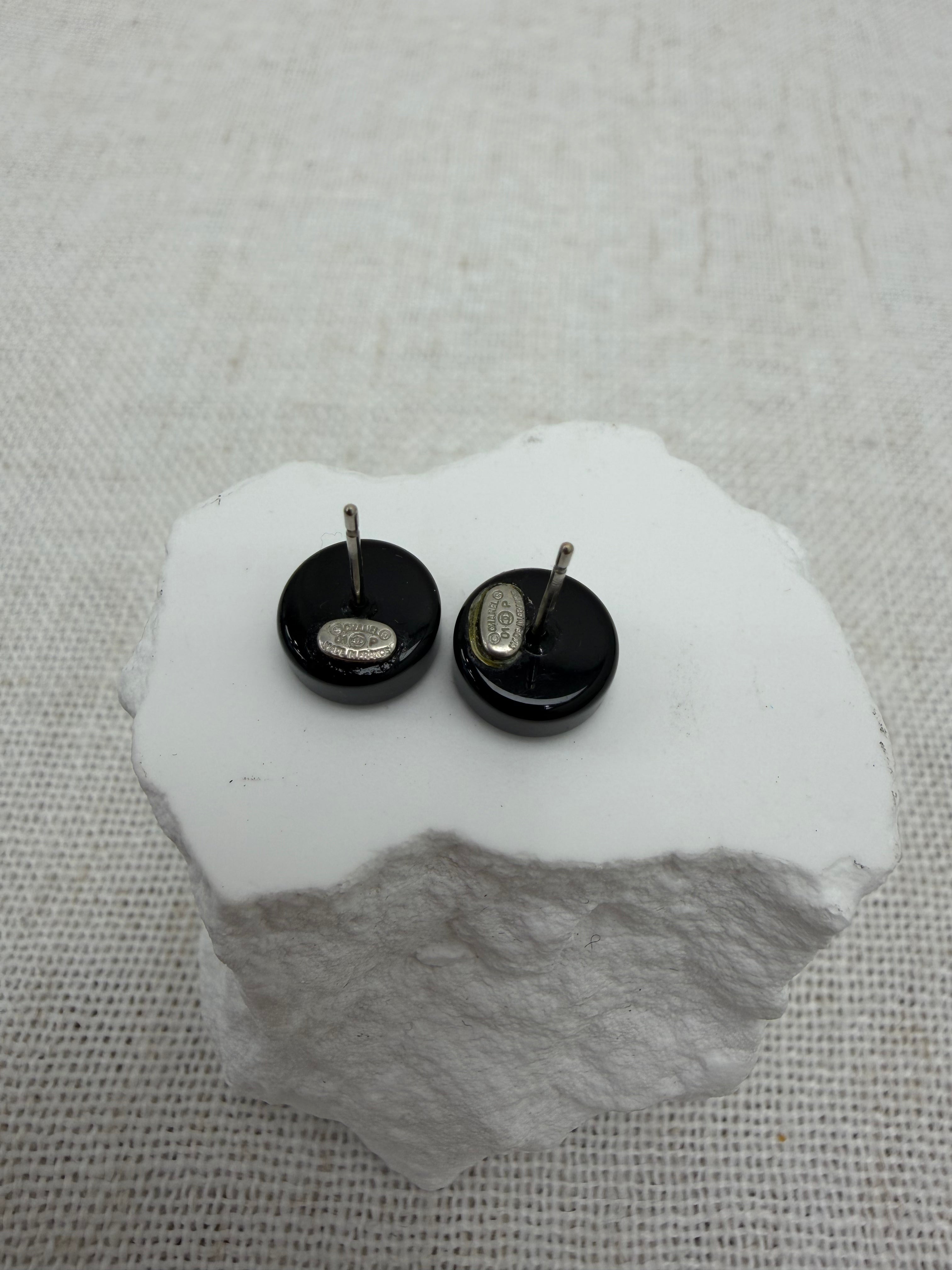 Chanel Vintage Black Resin Earrings