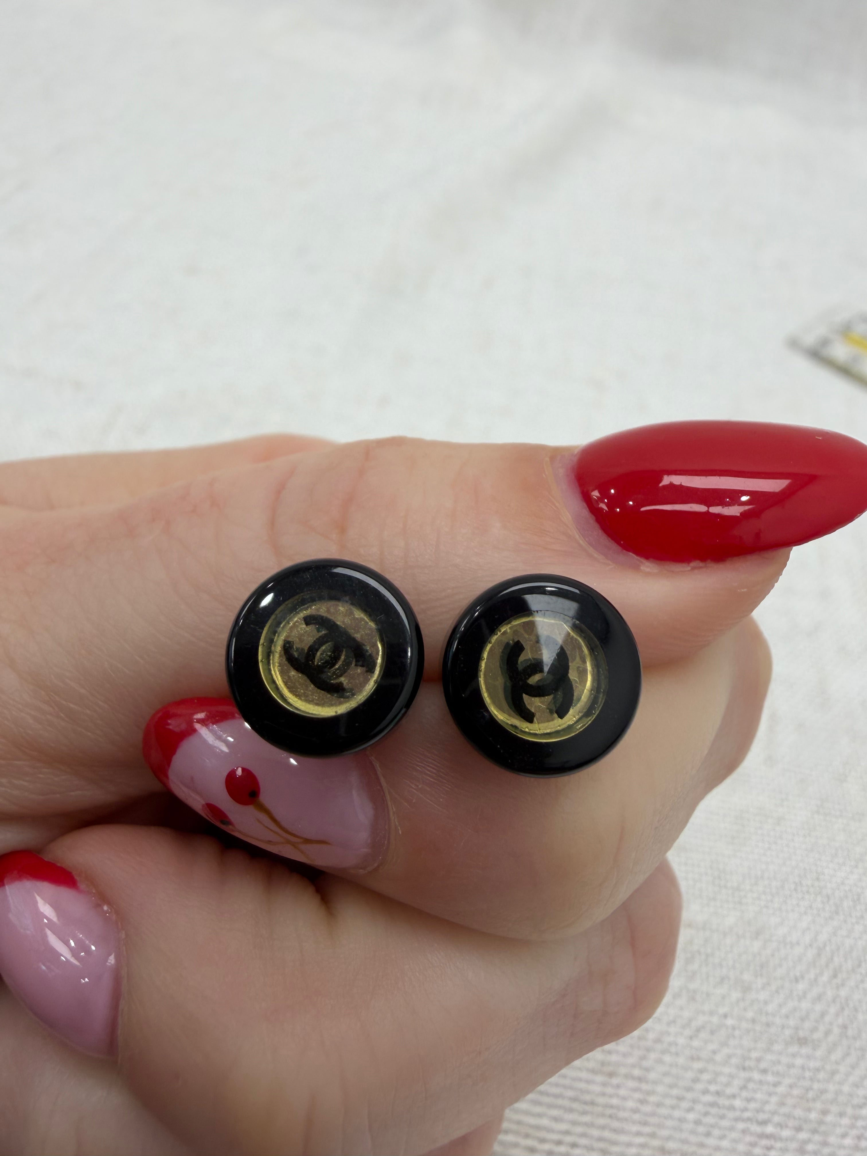 Chanel Vintage Black Resin Earrings