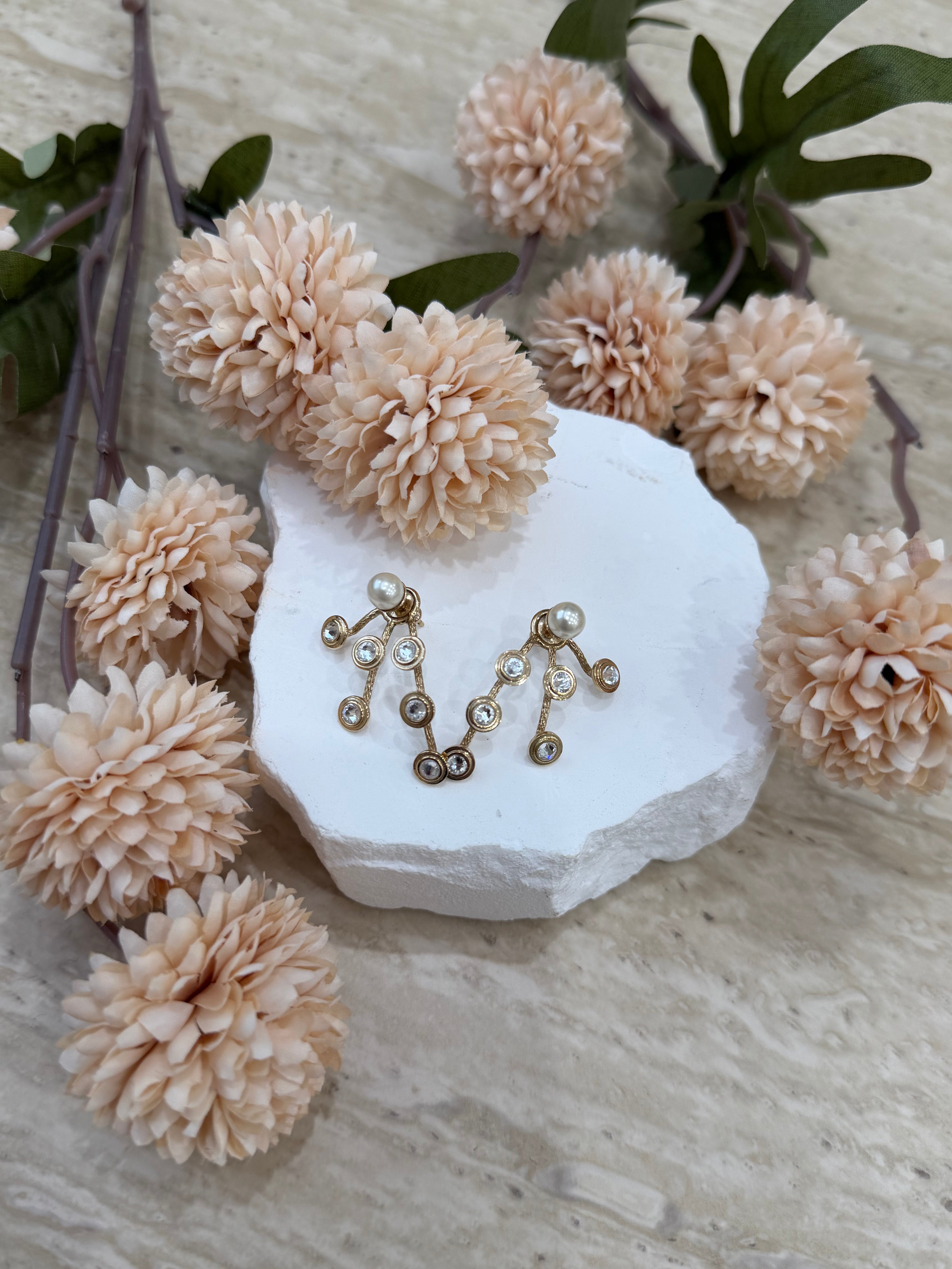 Christian Dior  Gold Tone & Pearl Crystal J'Adior Star Drop Earrings