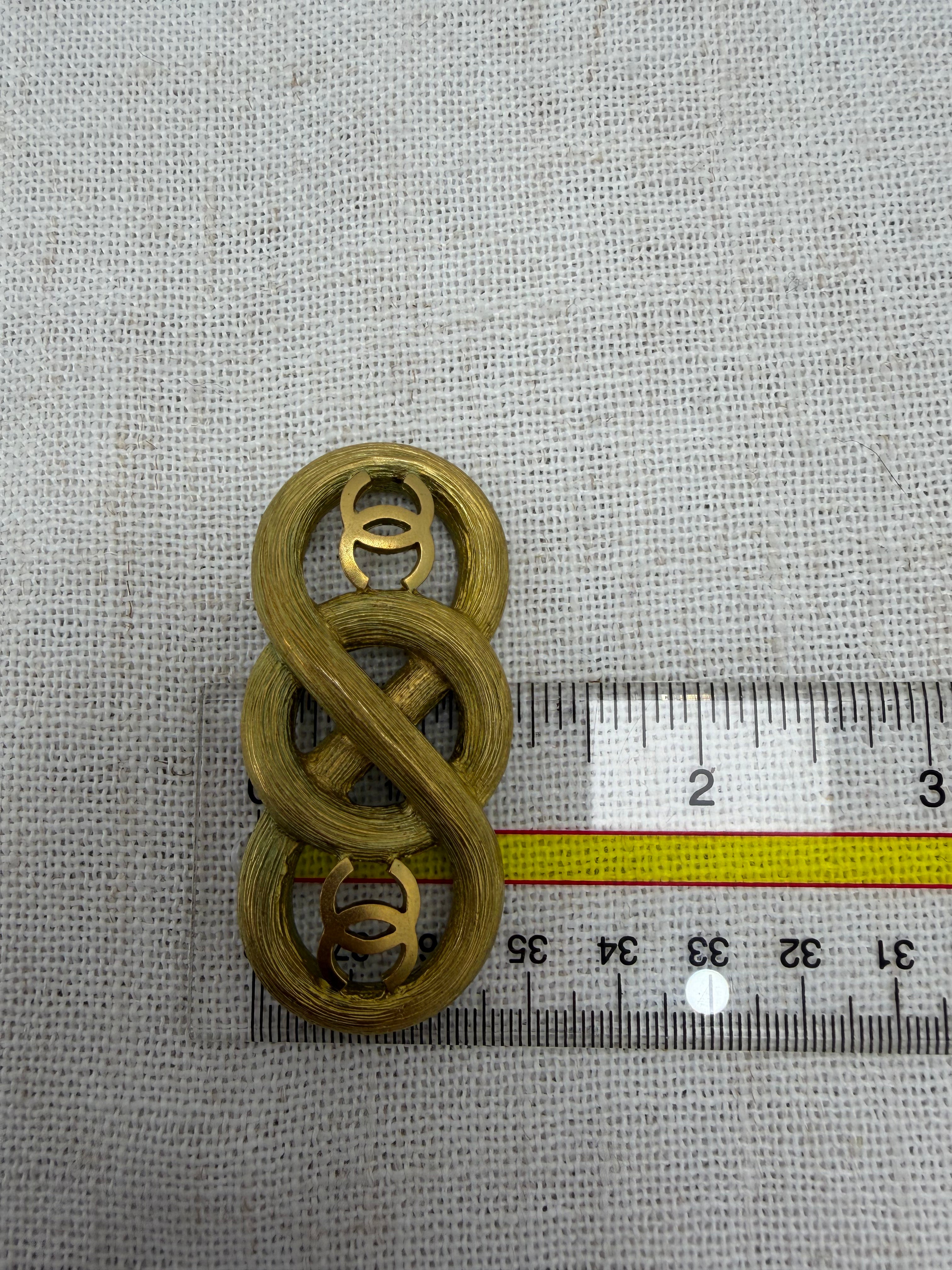 Chanel Vintage Gold Tone CC Infinity Brooch