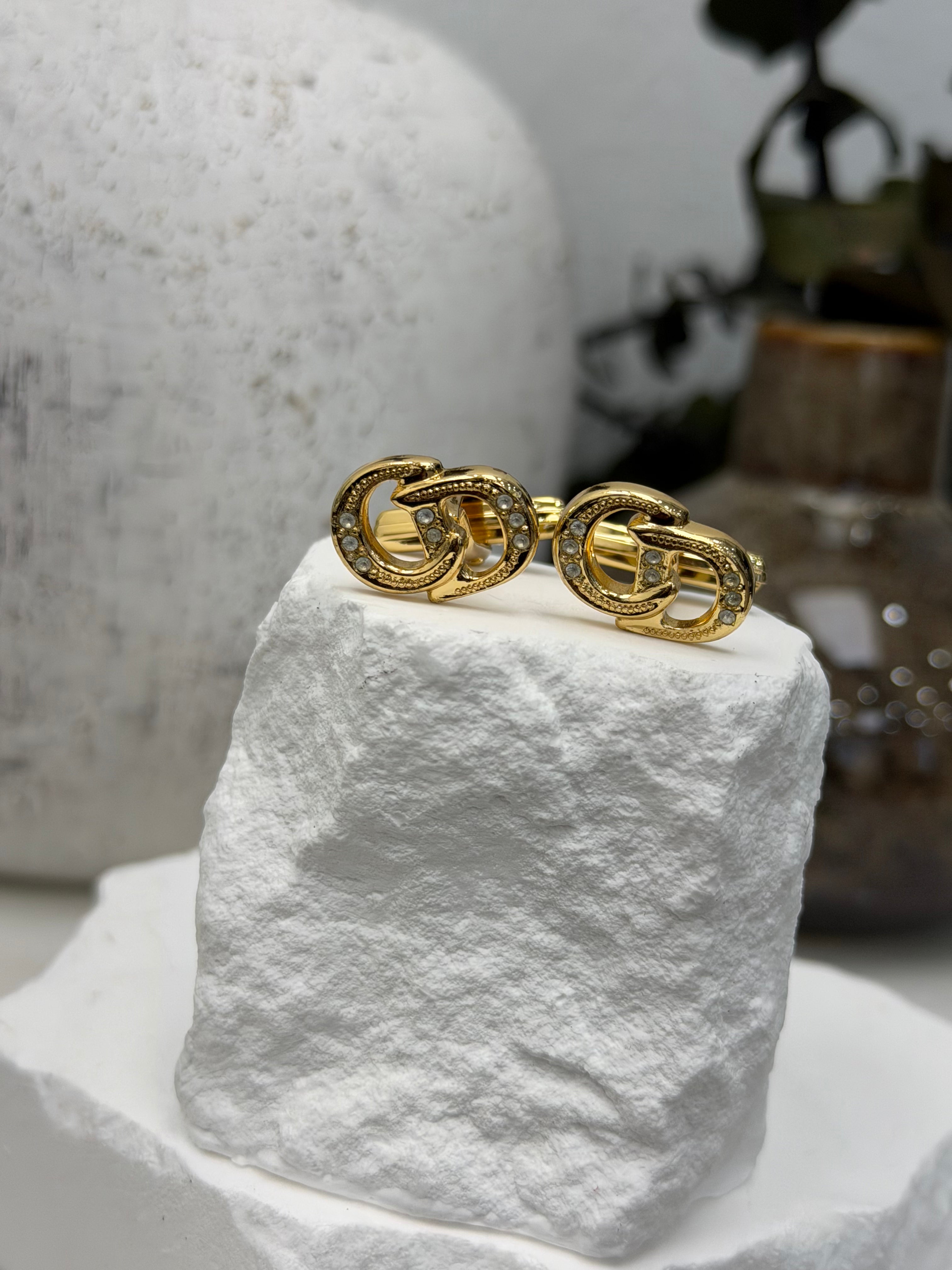 Christian Dior Vintage Gold Tone CD Cufflinks