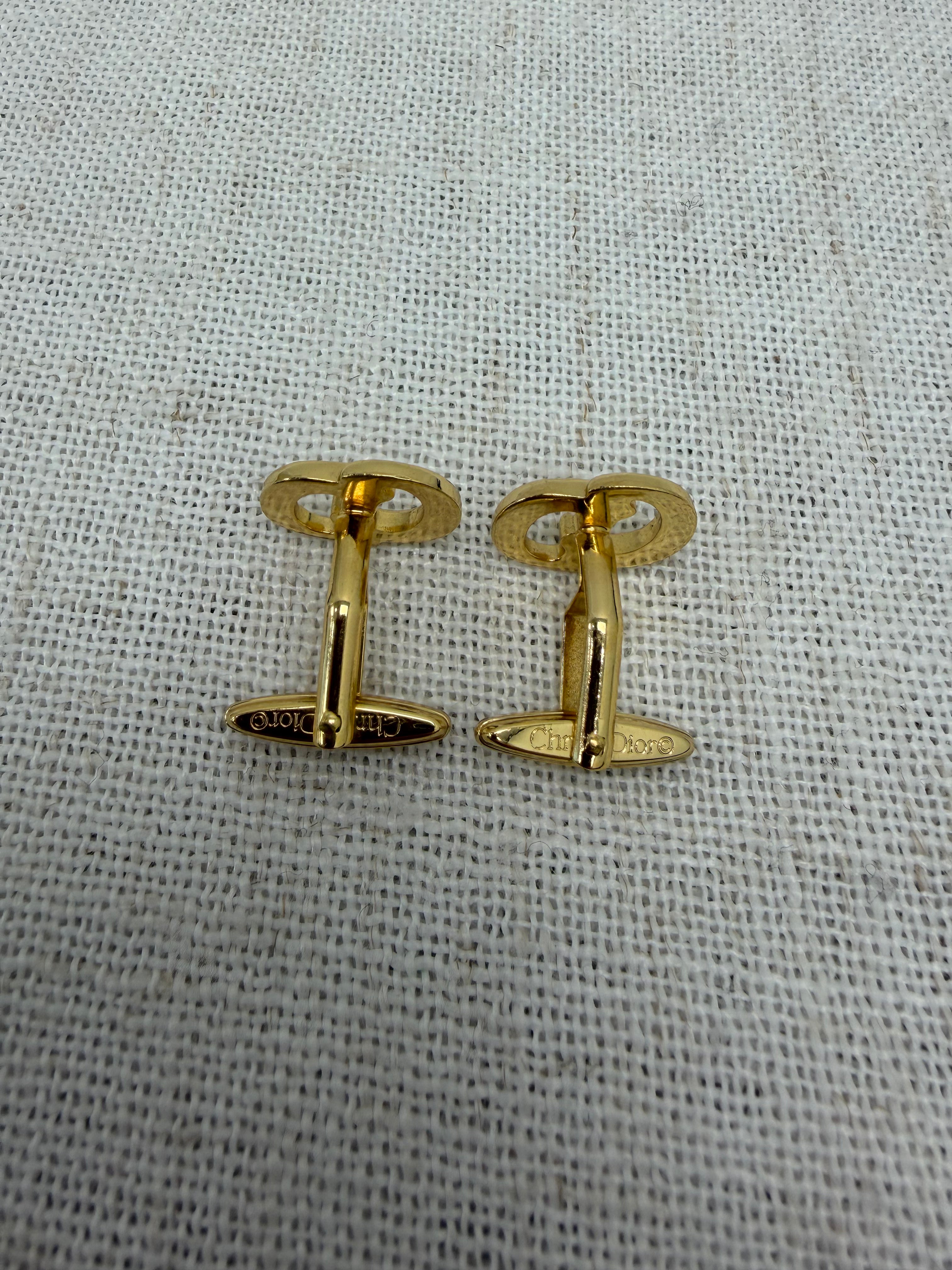 Christian Dior Vintage Gold Tone CD Cufflinks