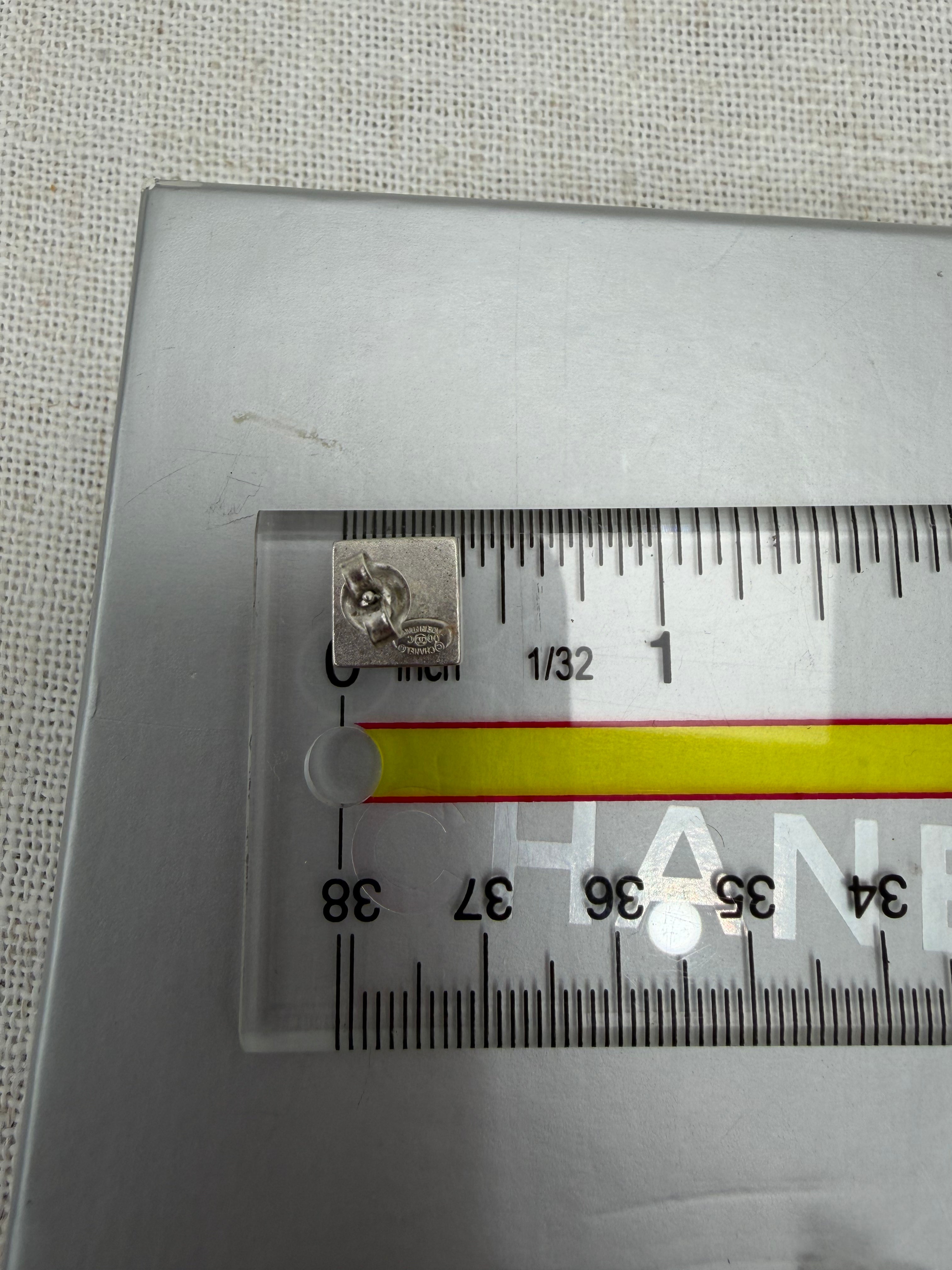 Chanel Vintage CC Square Silver Earrings