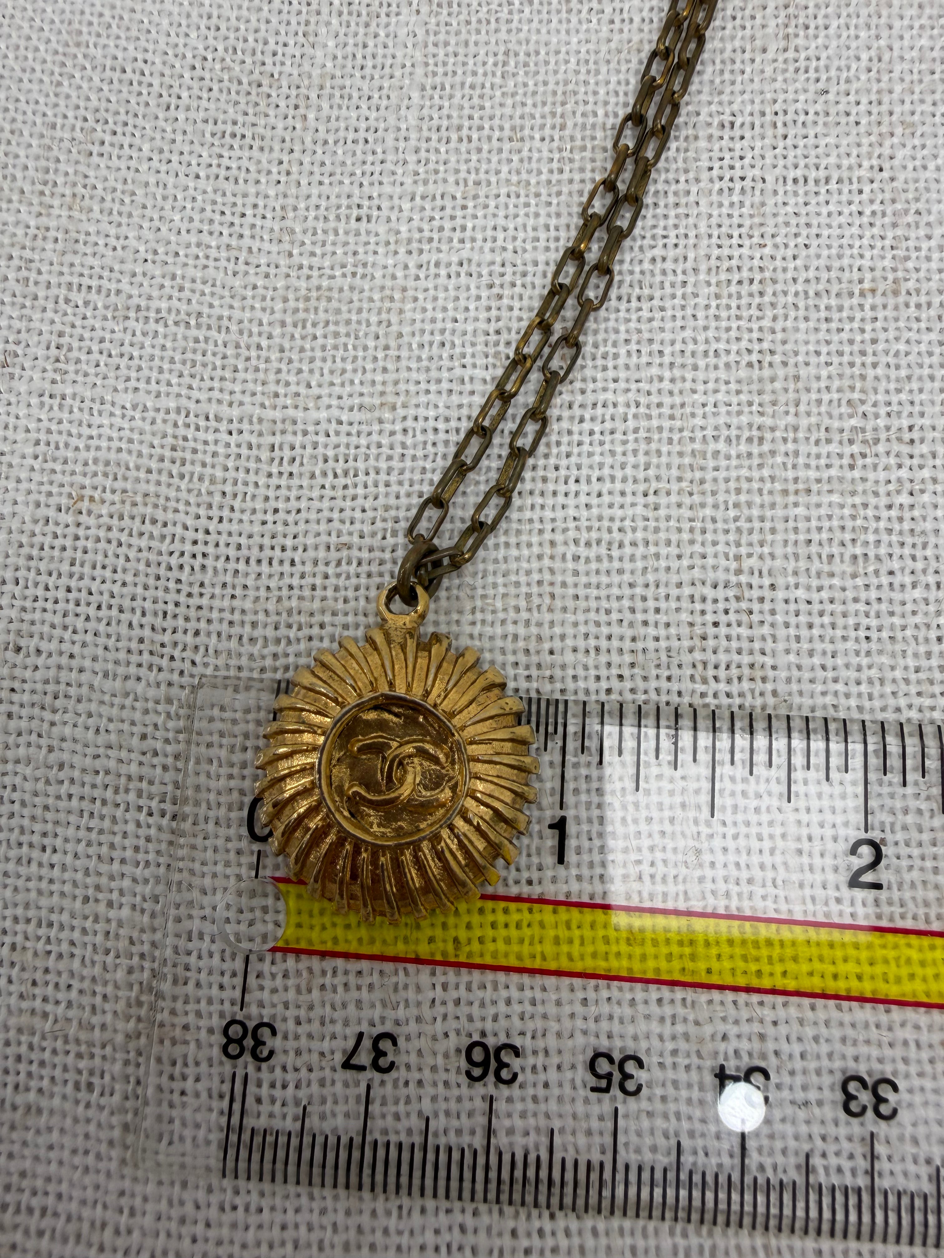 Chanel Vintage Gold Tone Sunburst Necklace