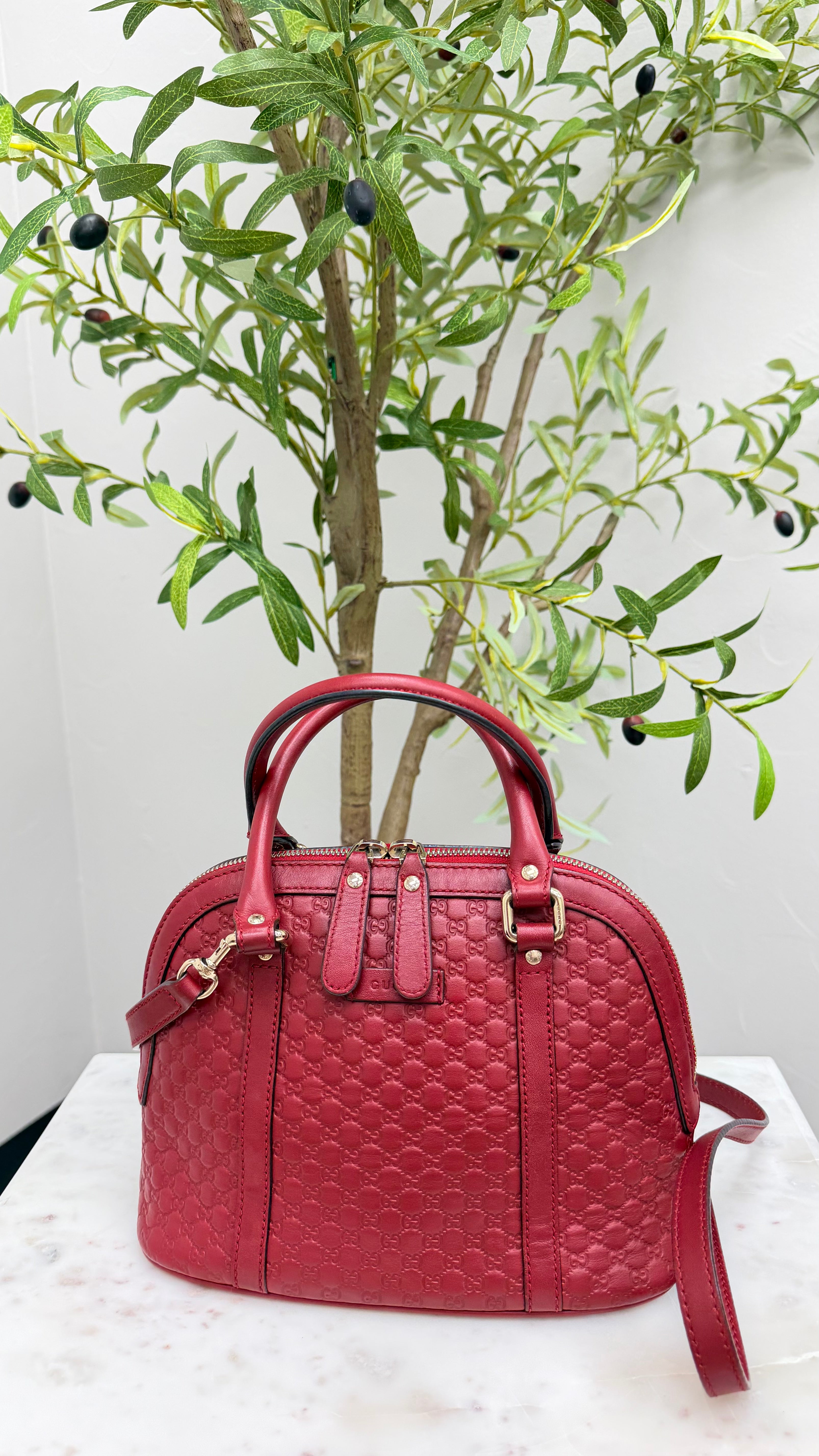 *DONS DROP* Gucci Red Micro Guccissima Leather Dome Satchel Bag