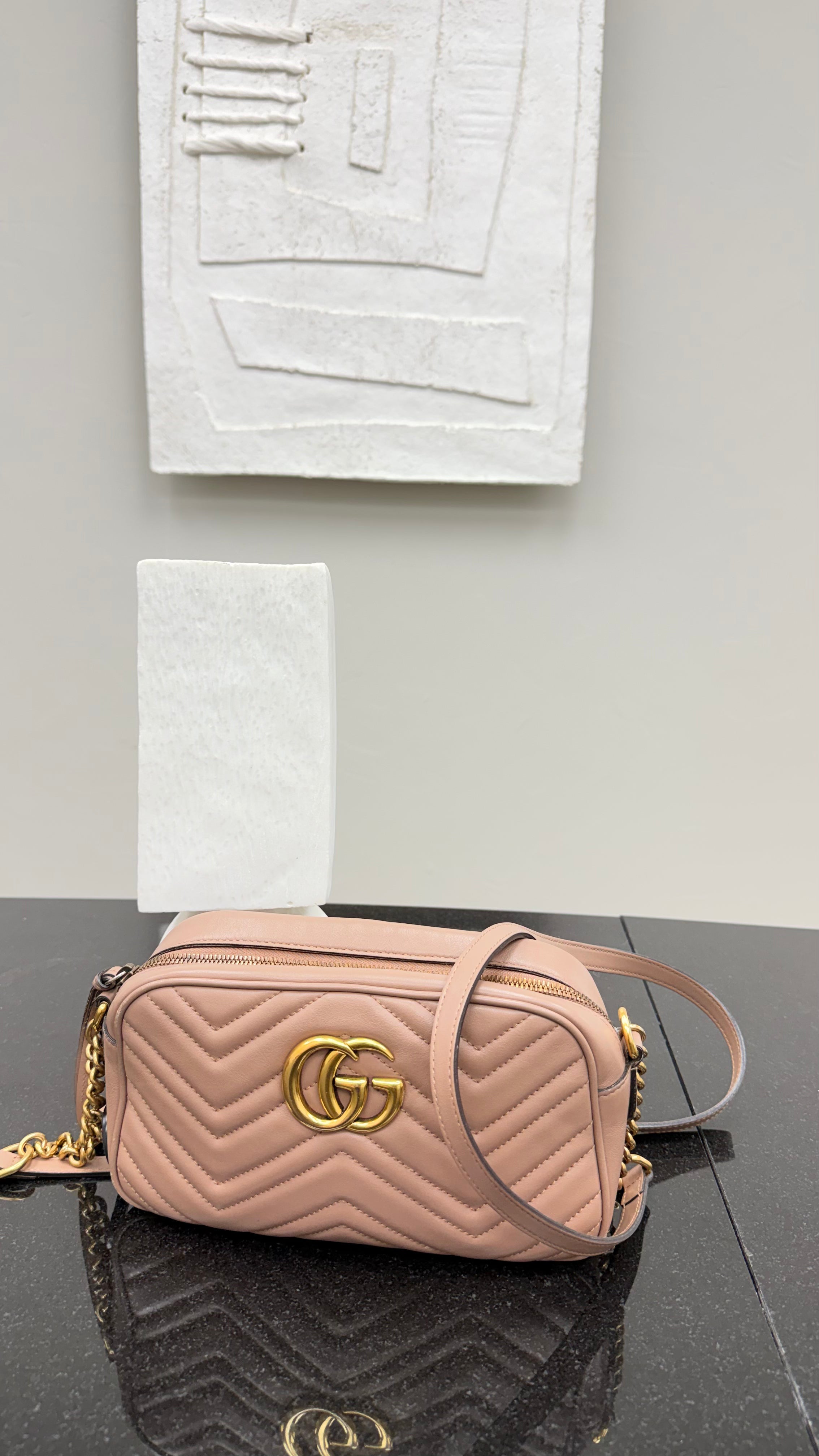 *DONS DROP* Gucci Dusty Pink Leather GG Marmont Small Camera Bag