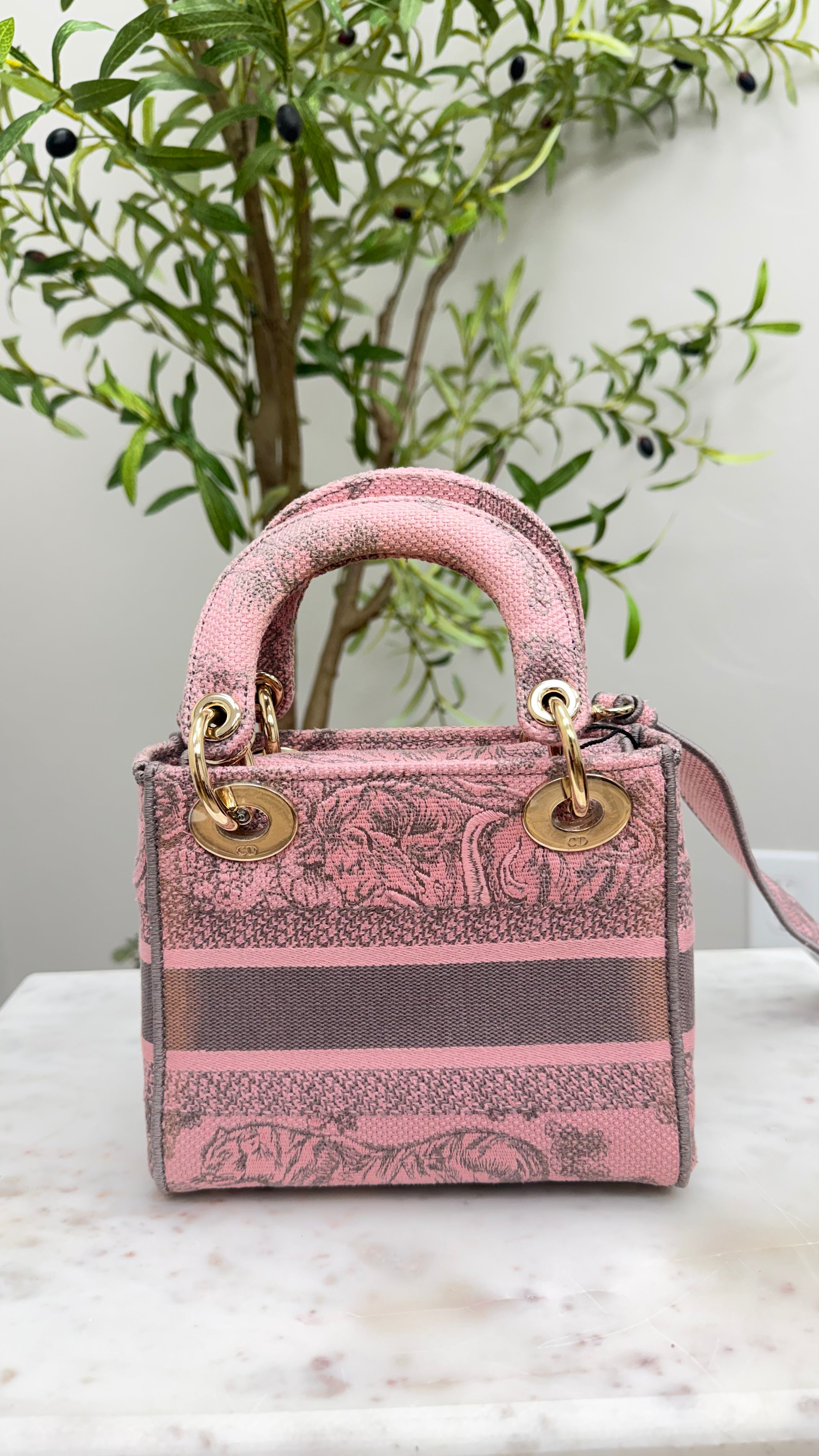 *DONS DROP* Christian Dior Pink Embroidered Canvas Mini Lady D-Lite Bag