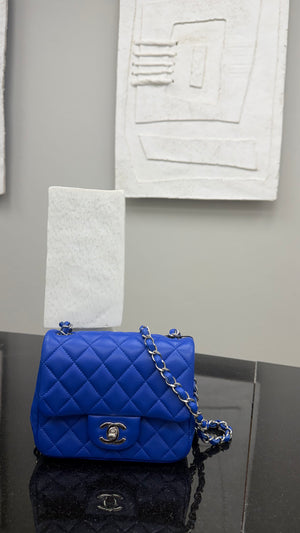 *DONS DROP*  Chanel Blue Quilted Lambskin Leather Classic Mini Flap Bag