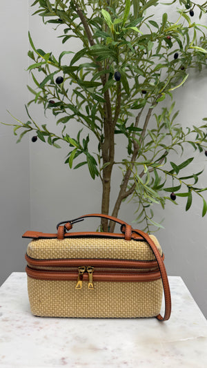 *DONS DROP* Bottega Veneta Brown Woven Jute Bang Bang Vanity Case Crossbody