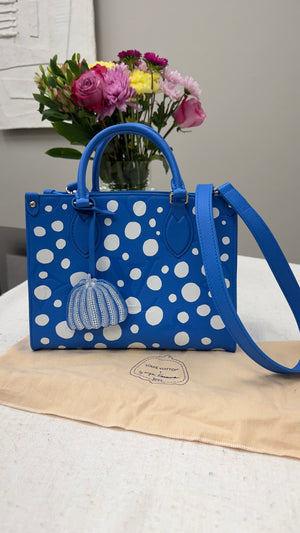 *DONS DROP* BRAND NEW - Louis Vuitton x Kusama Blue Monogram Empreinte Leather On The Go PM Handbag