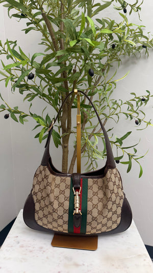 *DONS DROP* Gucci Brown GG Web Canvas Jackie Shoulder Bag