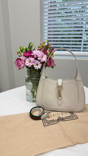 *DONS DROP* Gucci Grey Leather Ancora Web Jackie Shoulder Bag