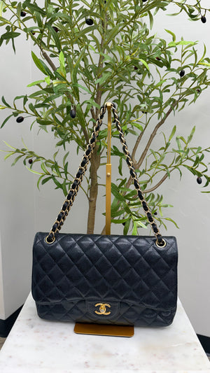 *DONS DROP* Chanel Black Caviar Leather Jumbo Classic Double Flap Bag