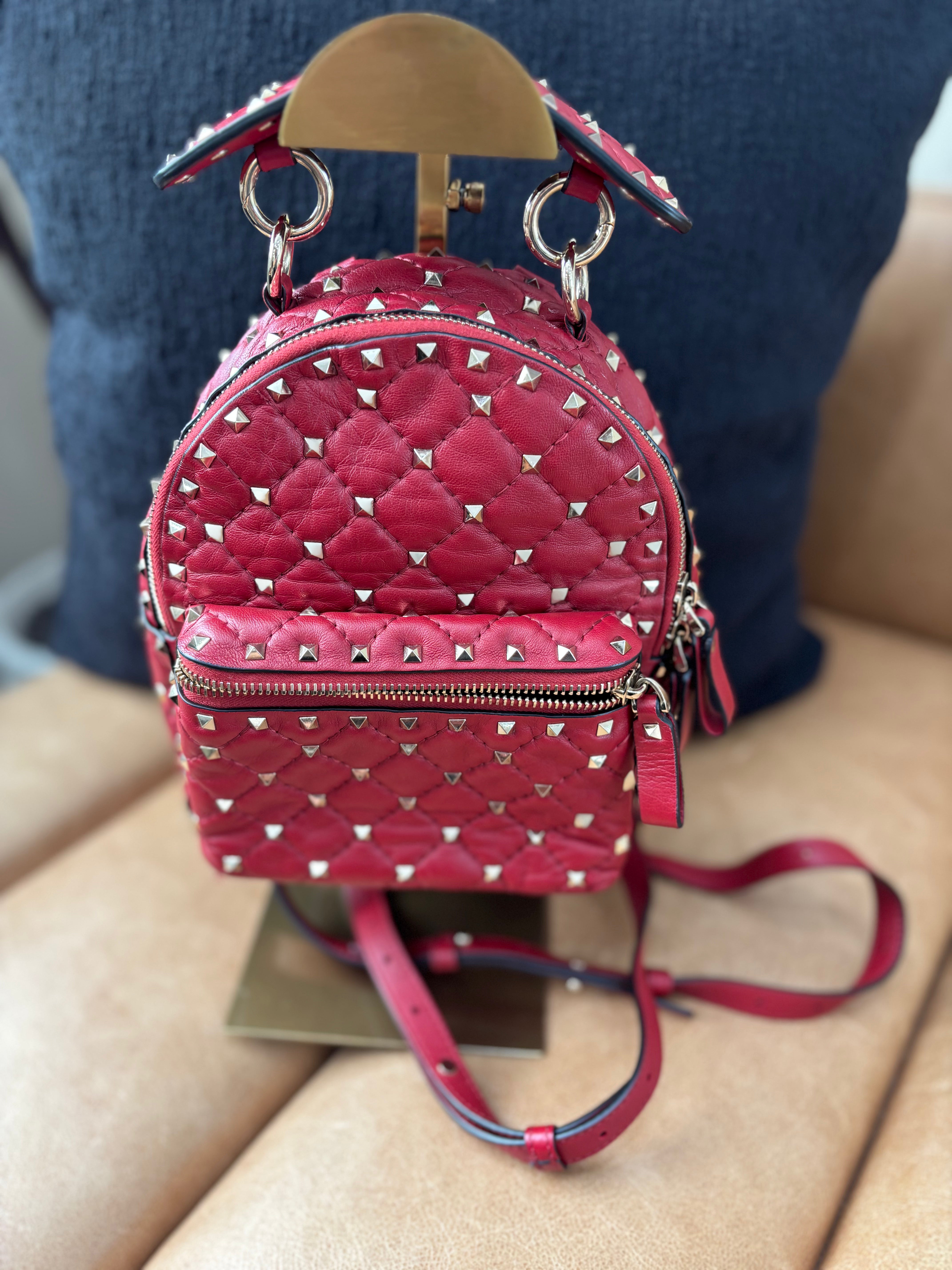 *DONS PRE-DROP* Valentino Red Leather Rockstud Mini Backpack