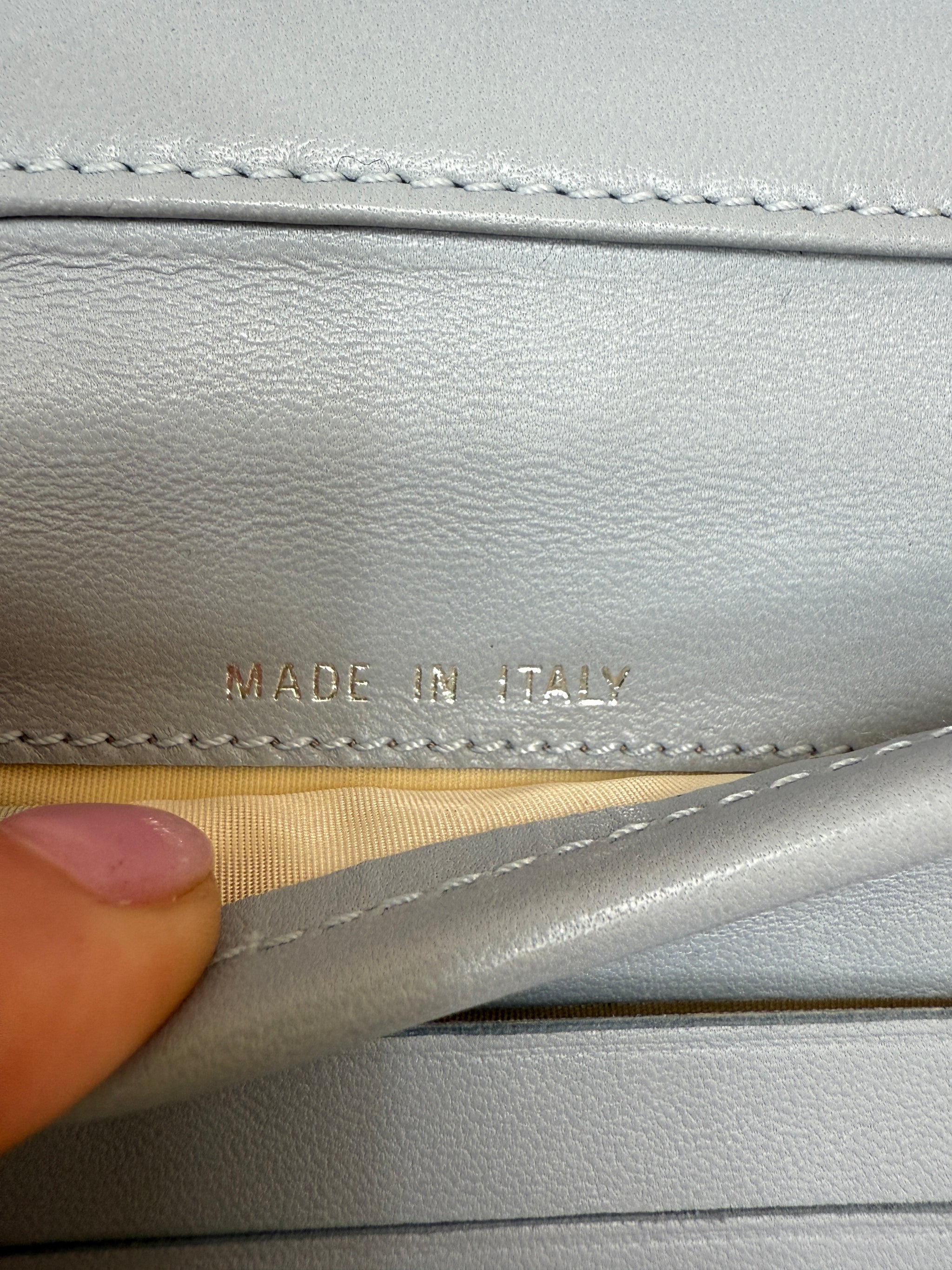 Chanel Light Blue Lambskin Chocolate Bar Compact Wallet