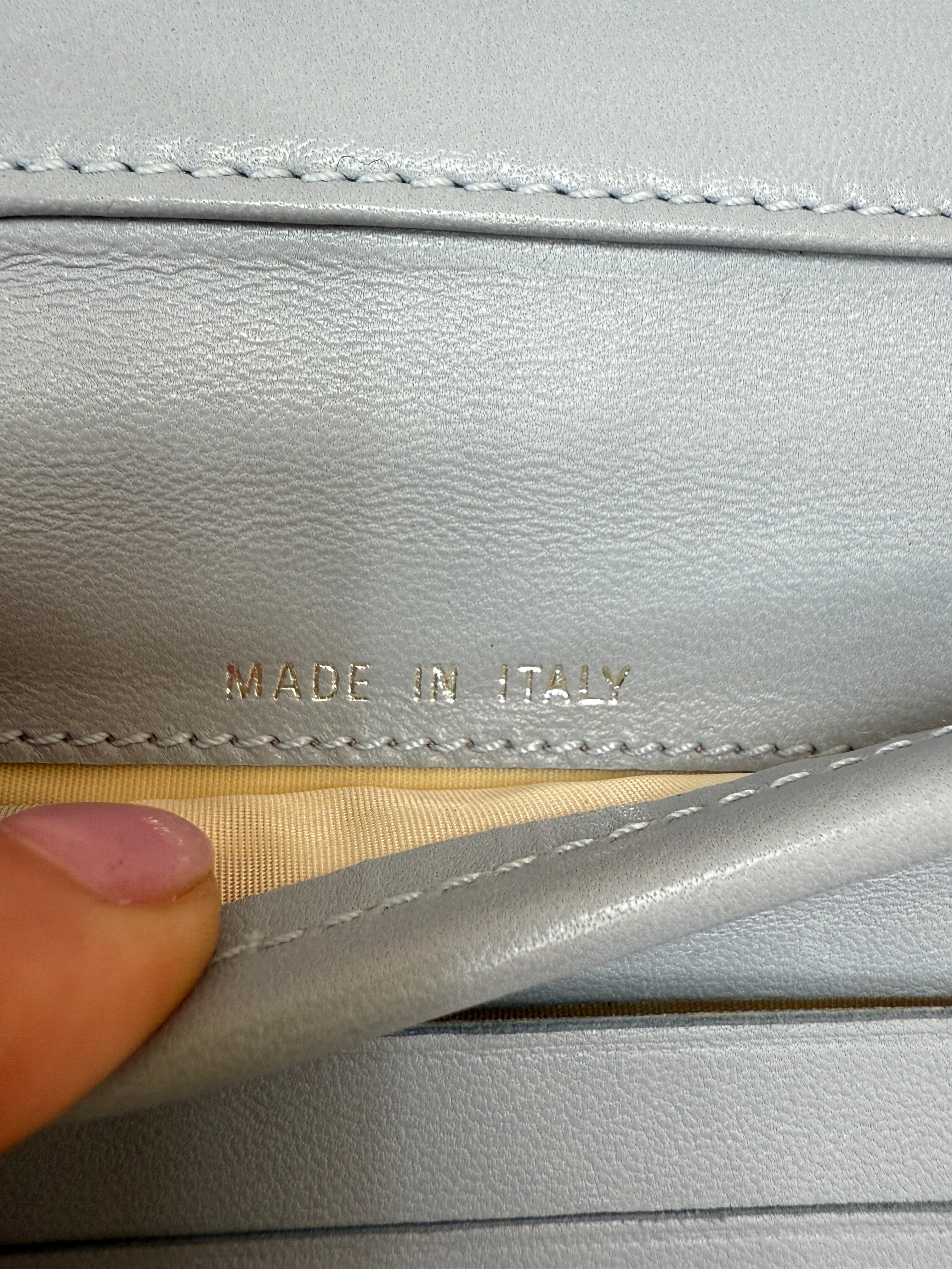 Chanel Light Blue Lambskin Chocolate Bar Compact Wallet