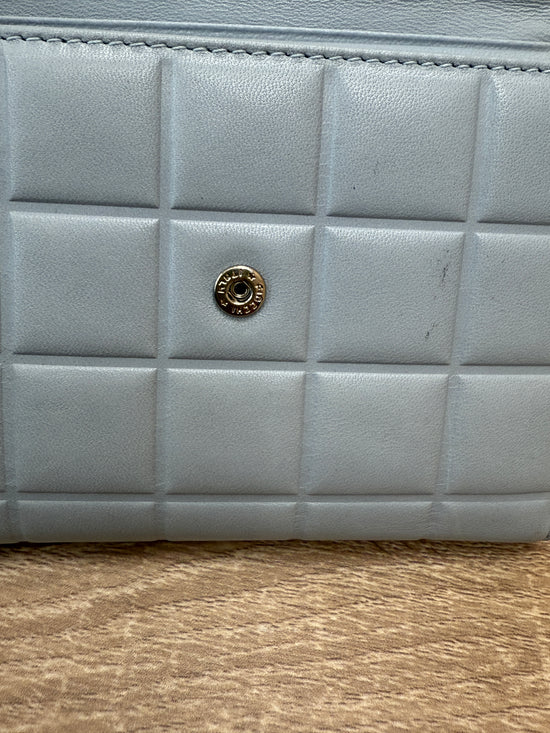 Chanel Light Blue Lambskin Chocolate Bar Compact Wallet