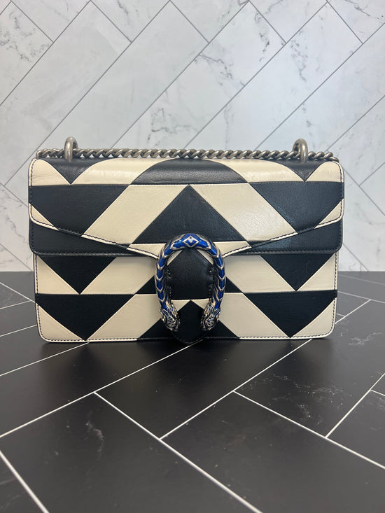 Gucci Dionysus Black + White Leather Shoulder Bag