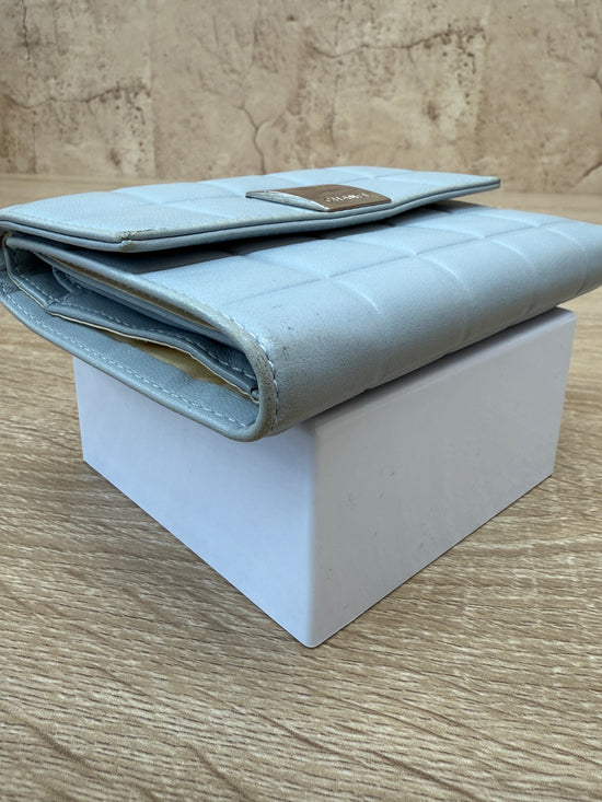 Chanel Light Blue Lambskin Chocolate Bar Compact Wallet