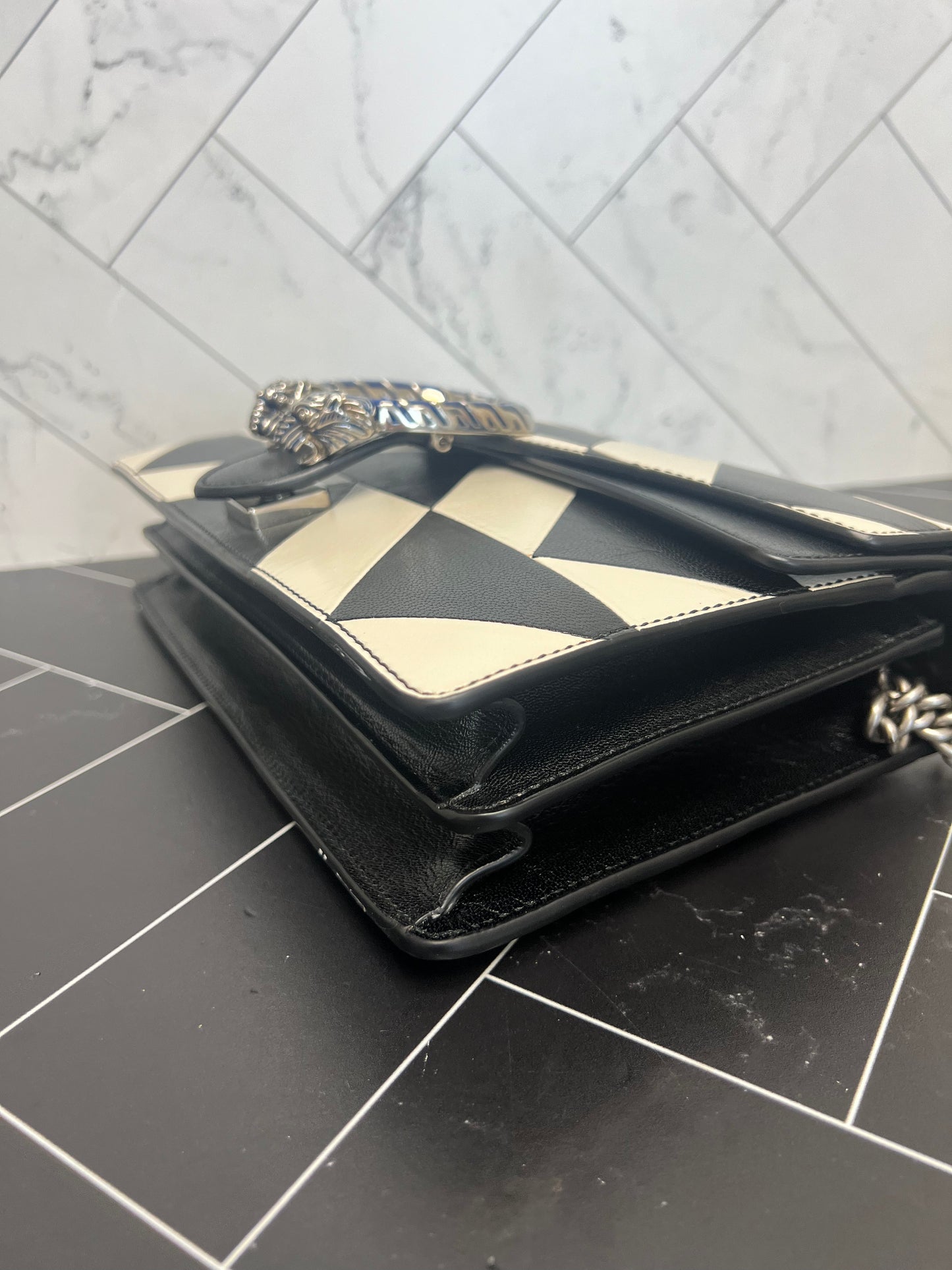 Gucci Dionysus Black + White Leather Shoulder Bag