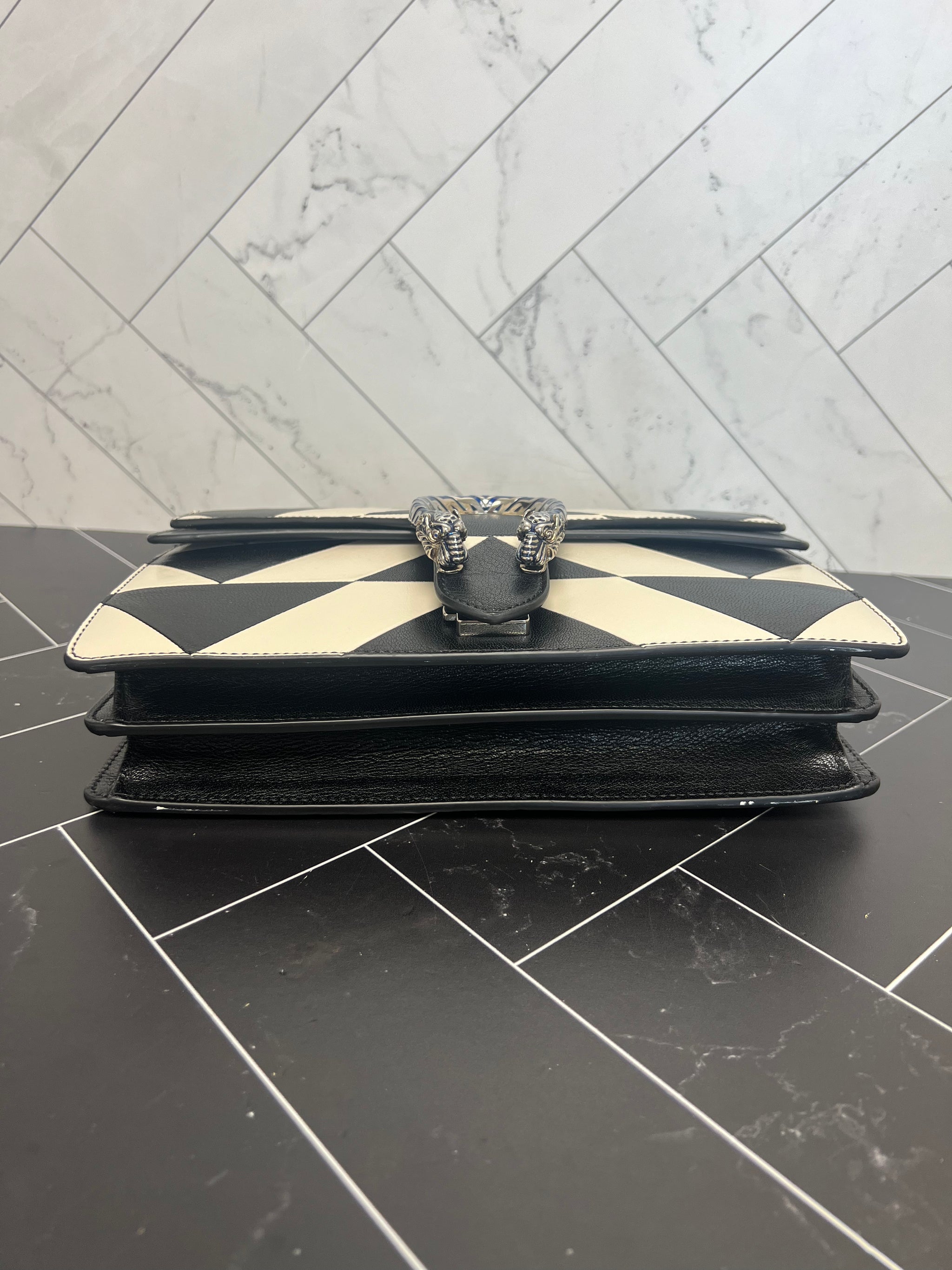 Gucci Dionysus Black + White Leather Shoulder Bag