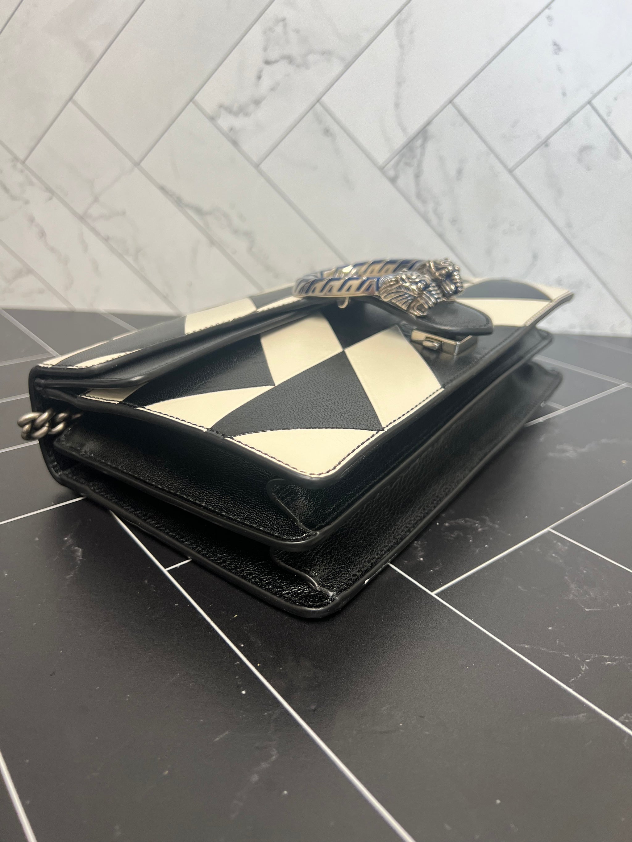 Gucci Dionysus Black + White Leather Shoulder Bag