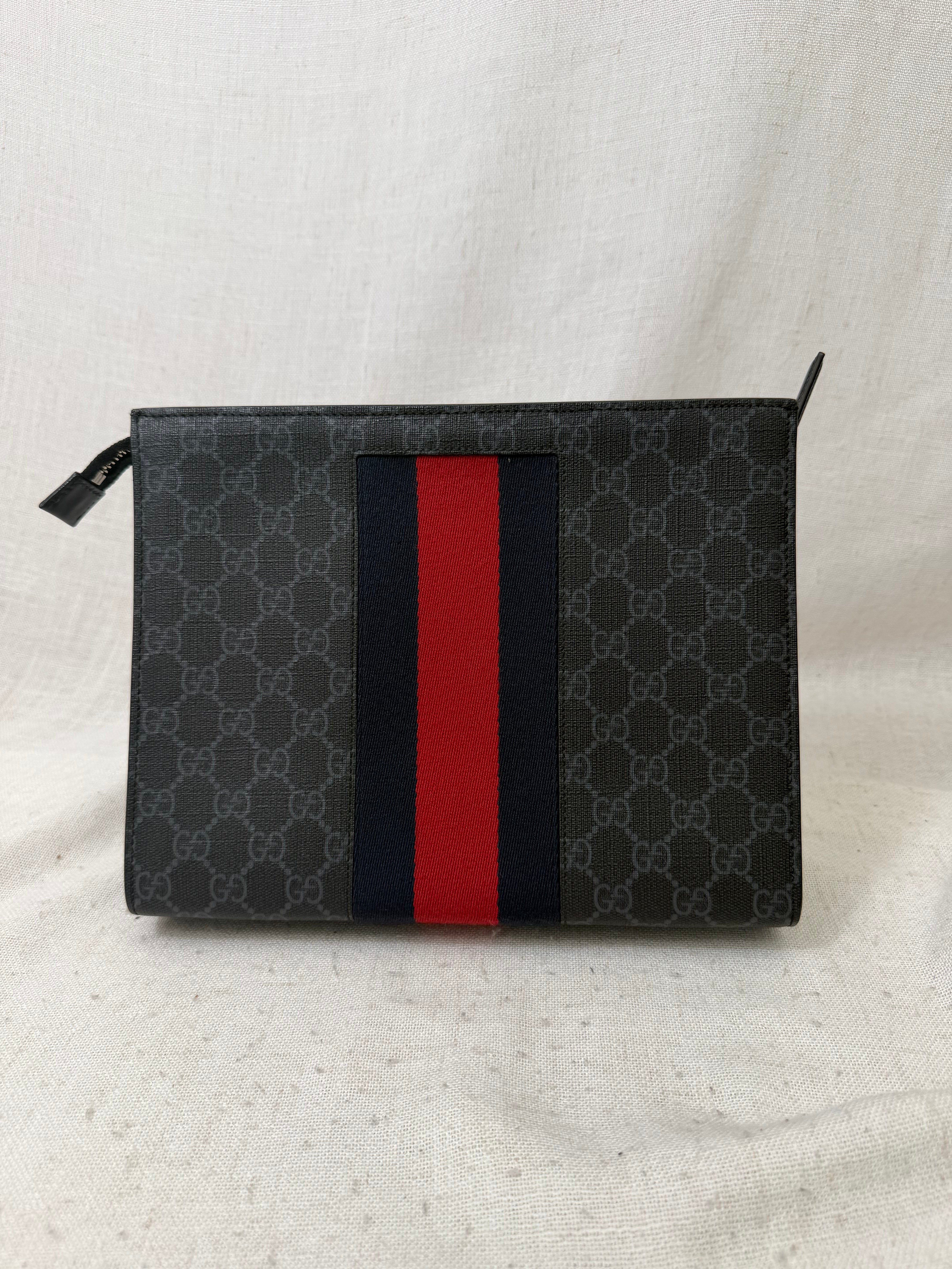 Gucci Black GG Supreme Web Pouch