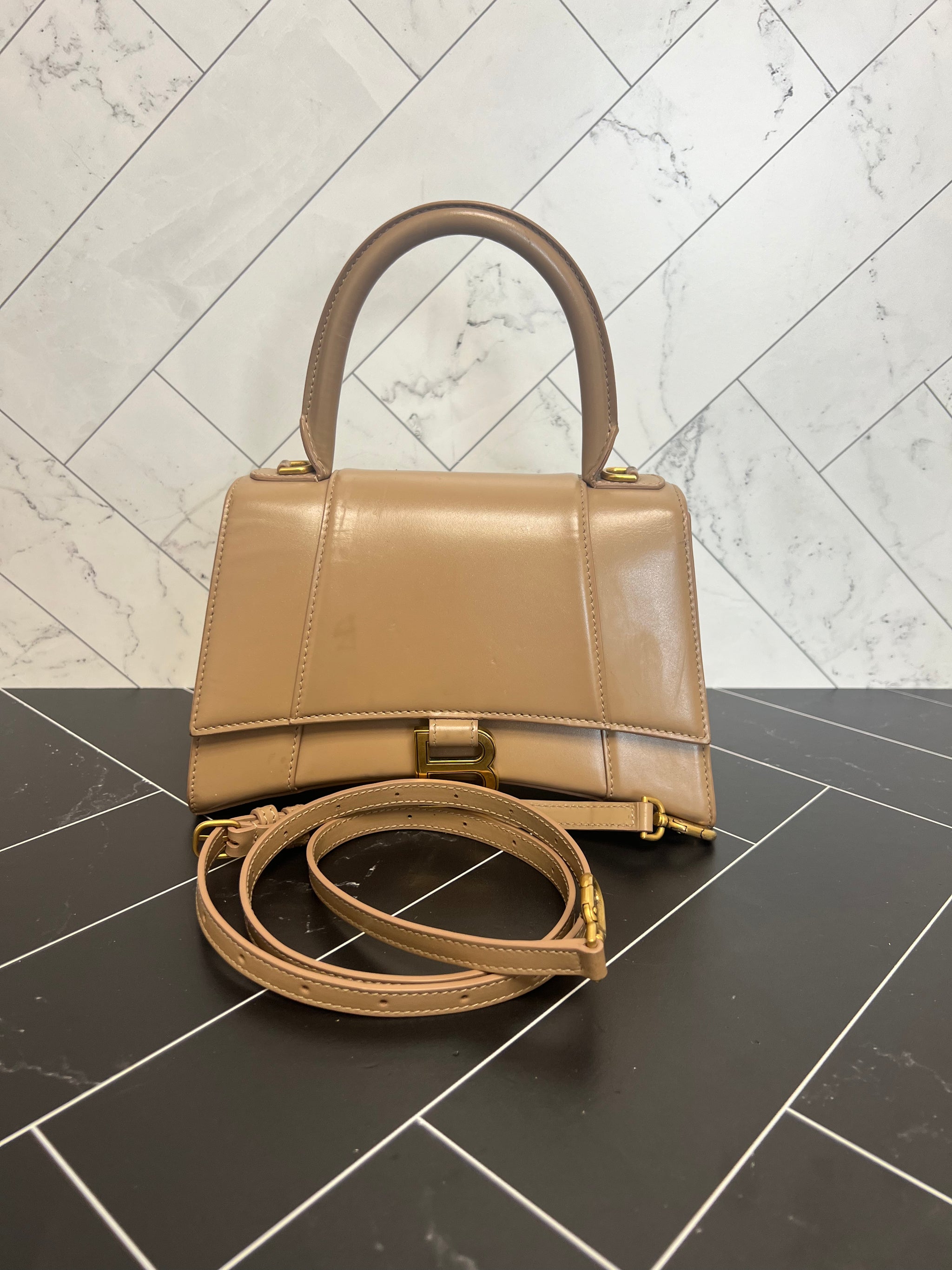 Balenciaga Brown Leather Hourglass 2Way