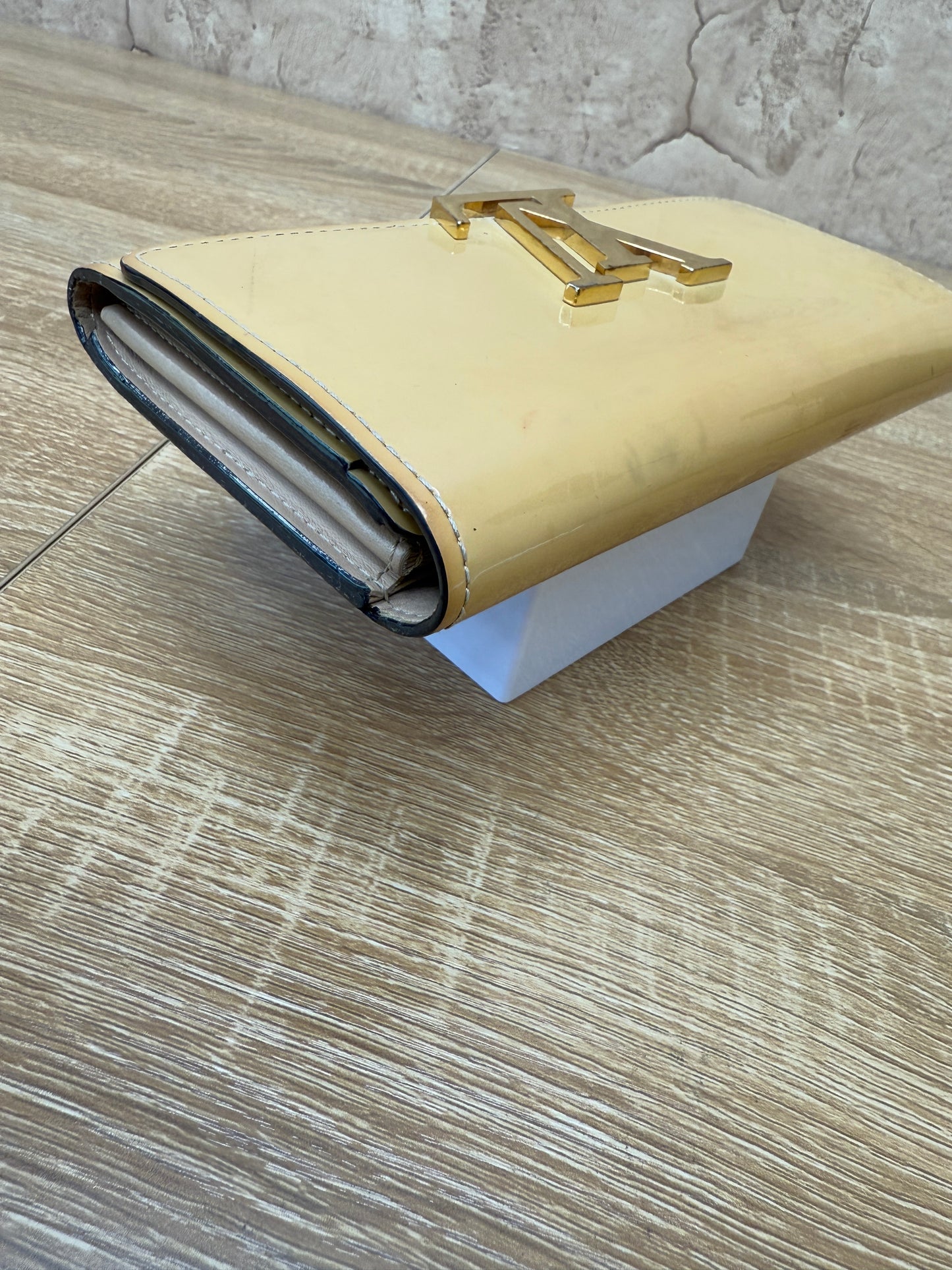 Louis Vuitton Beige Patent Leather Louis Long Wallet