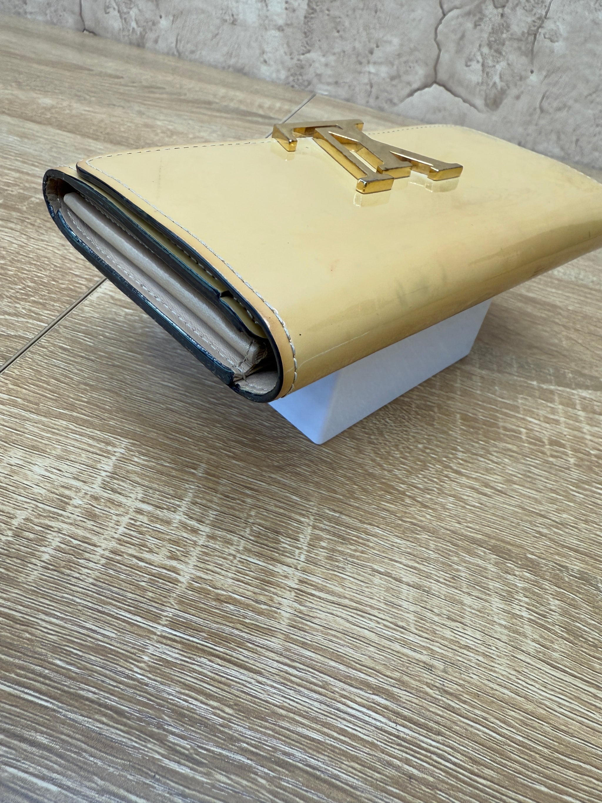 Louis Vuitton Beige Patent Leather Louis Long Wallet