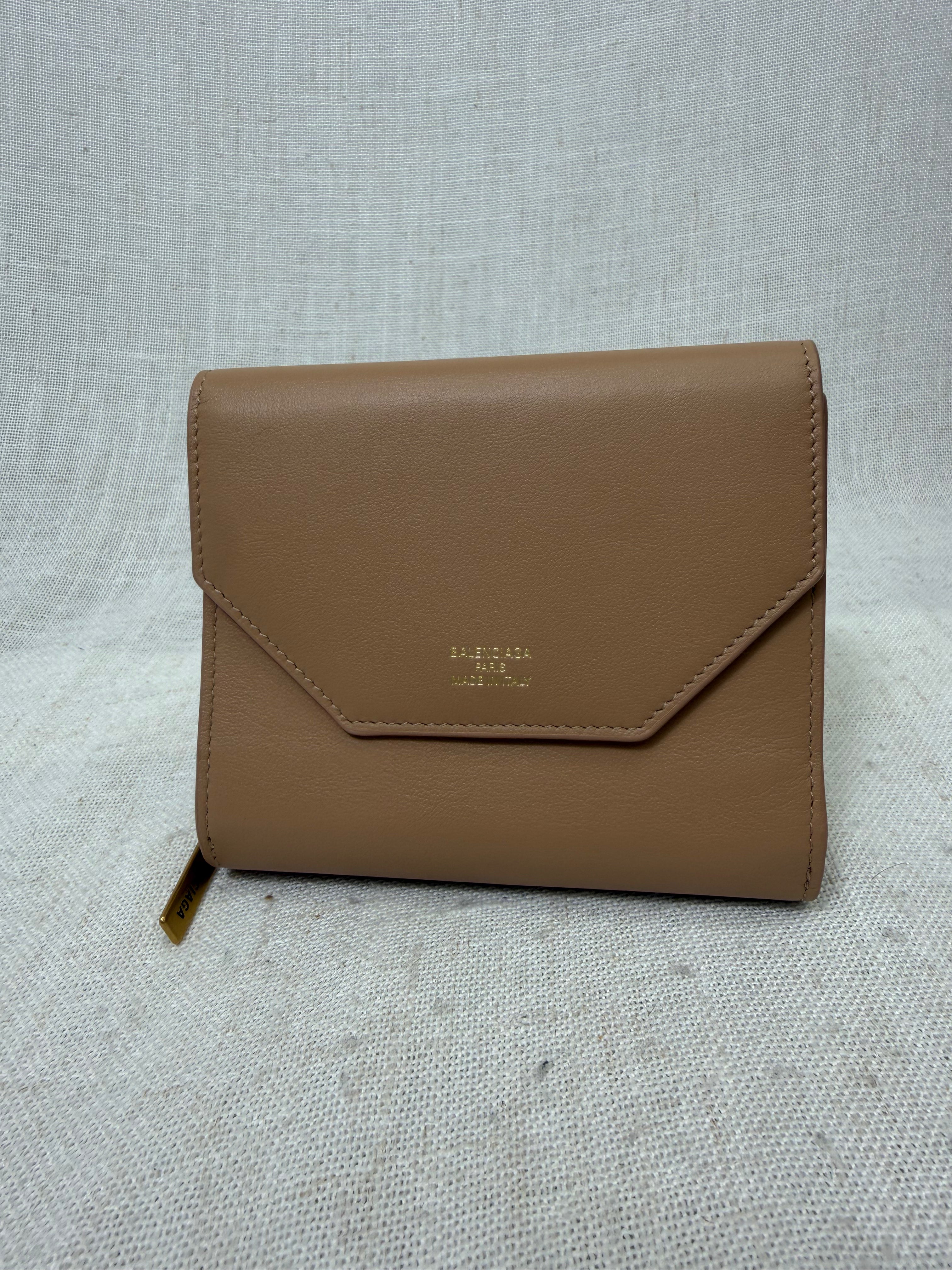 LIKE NEW - Balenciaga Tan Leather Envelope compact Wallet