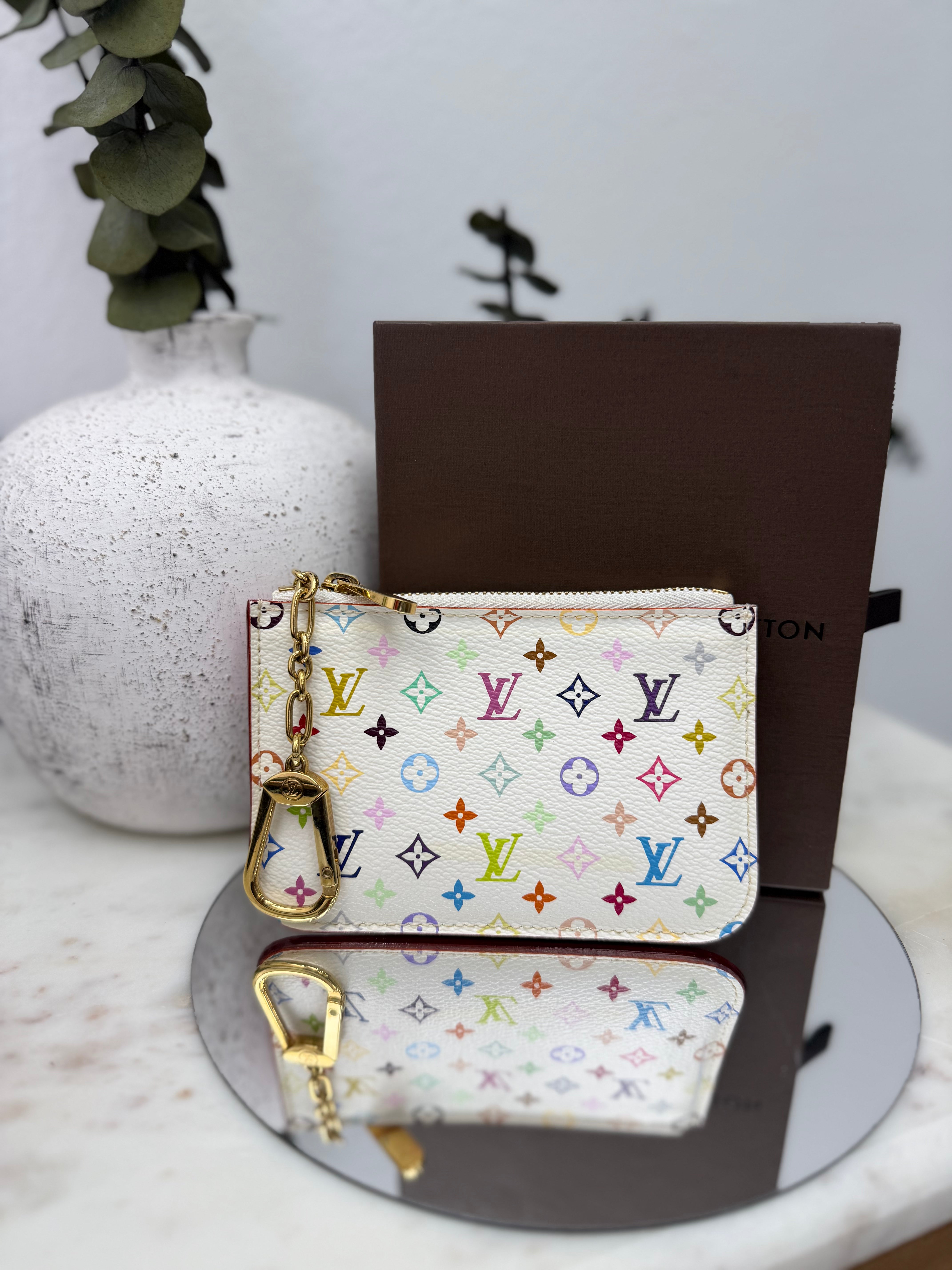 Louis Vuitton White Multicolor Monogram Pochette Cles