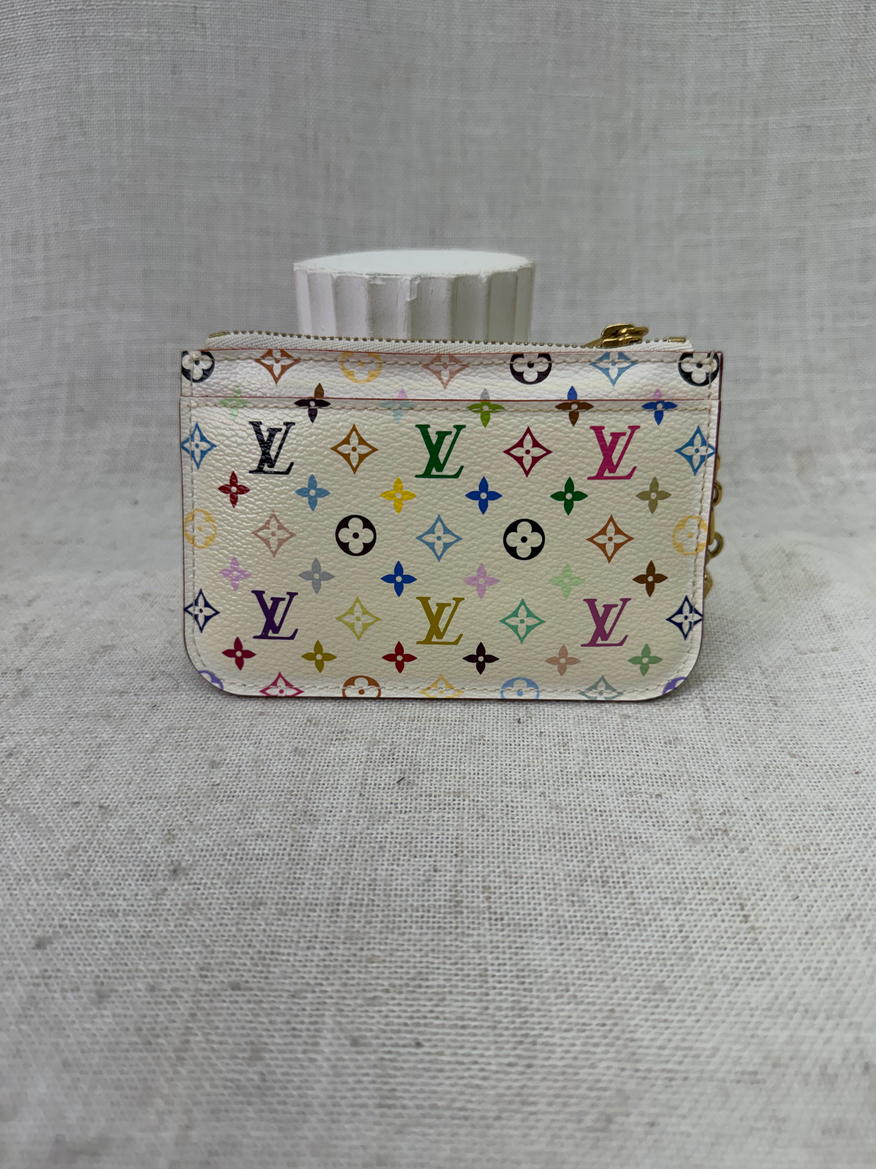 Louis Vuitton White Multicolor Monogram Pochette Cles