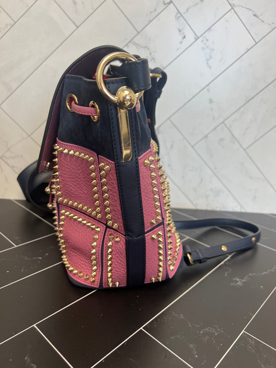 Christian Louboutin Pink + Navy Studded Backpack