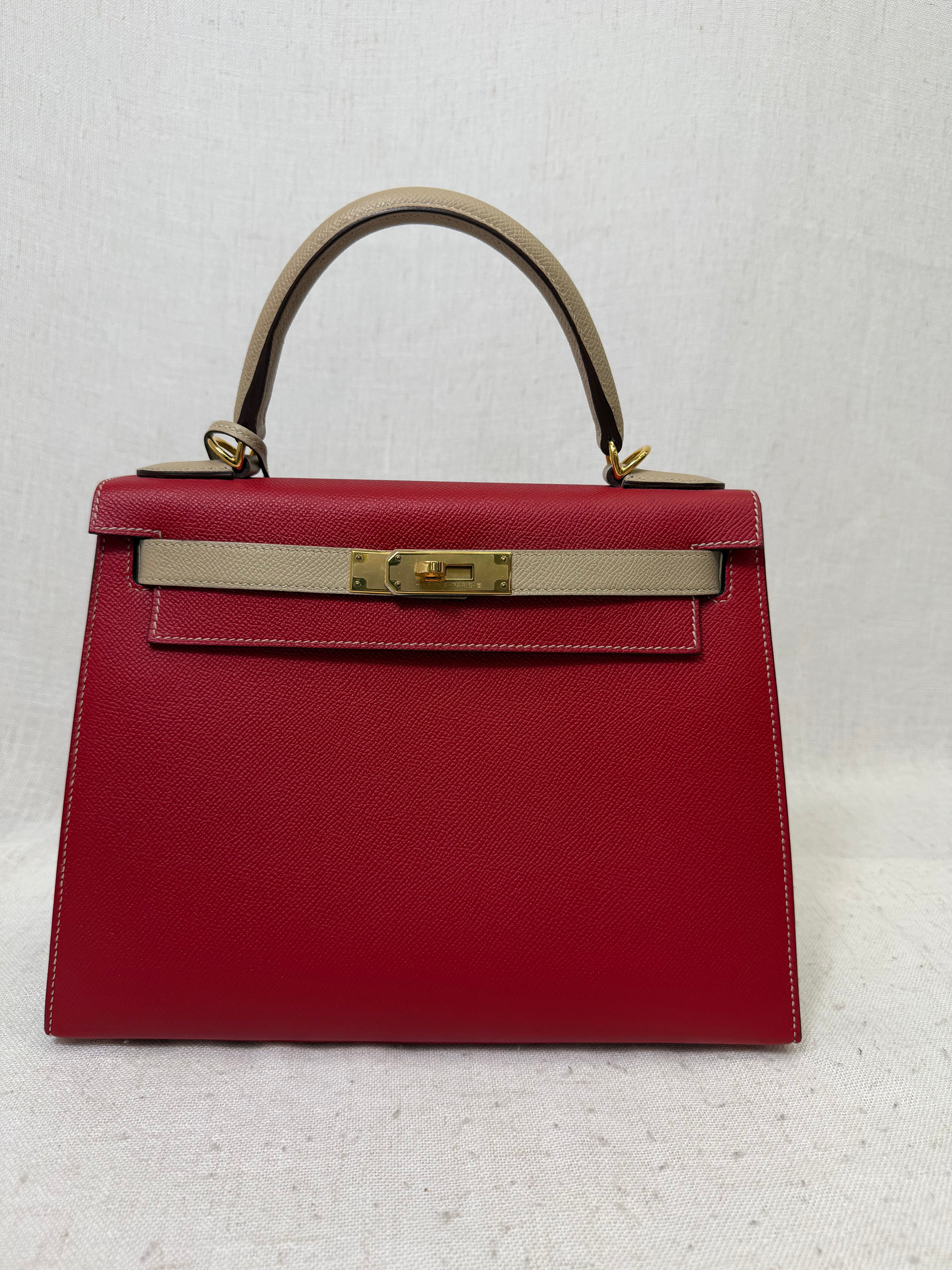 BRAND NEW - Hermes Rouge De Coeur Epsom Leather HSS Kelly 25 Sellier Handbag