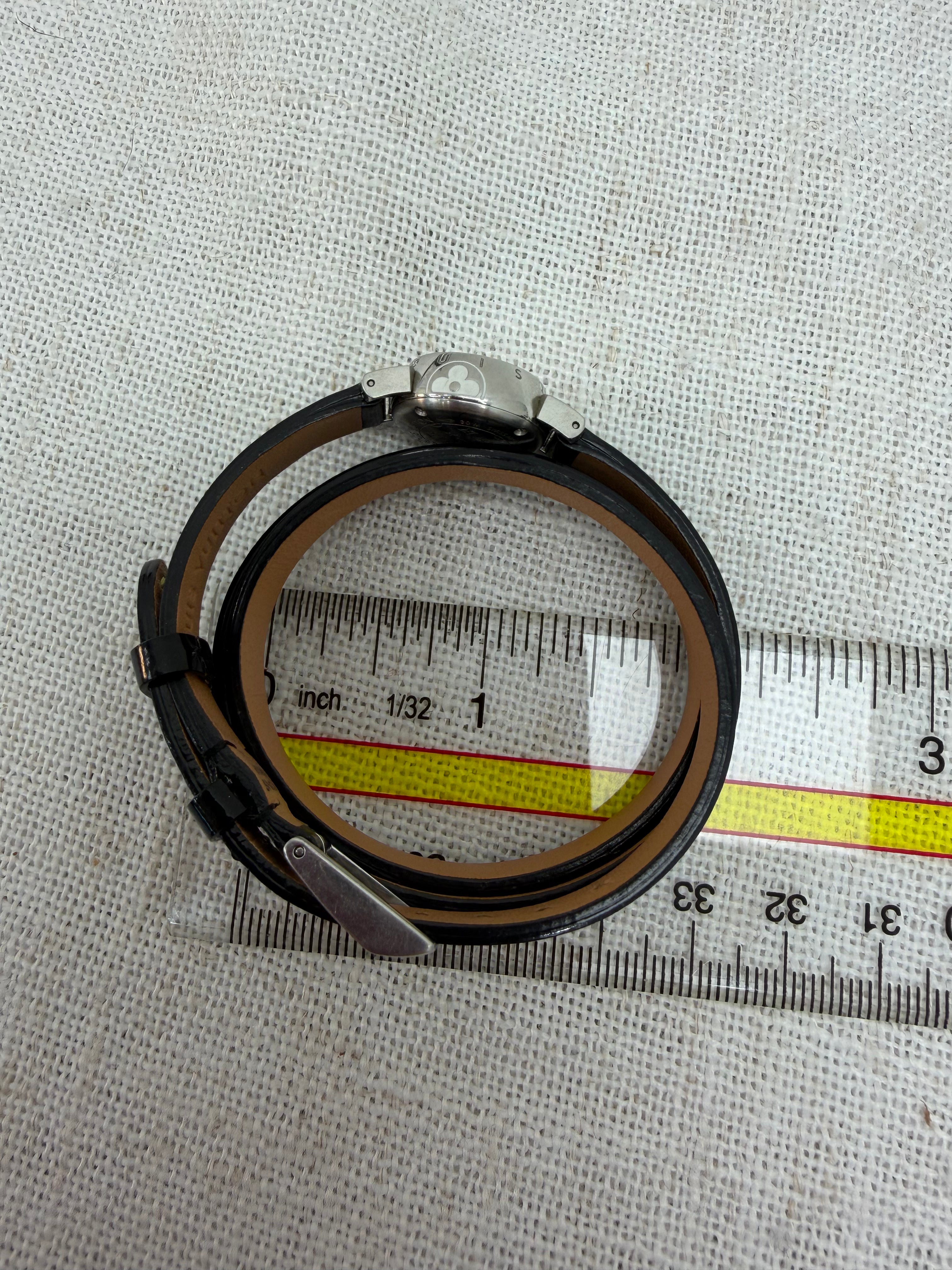 Louis Vuitton Black Vernis Tambour Wrap Around Watch