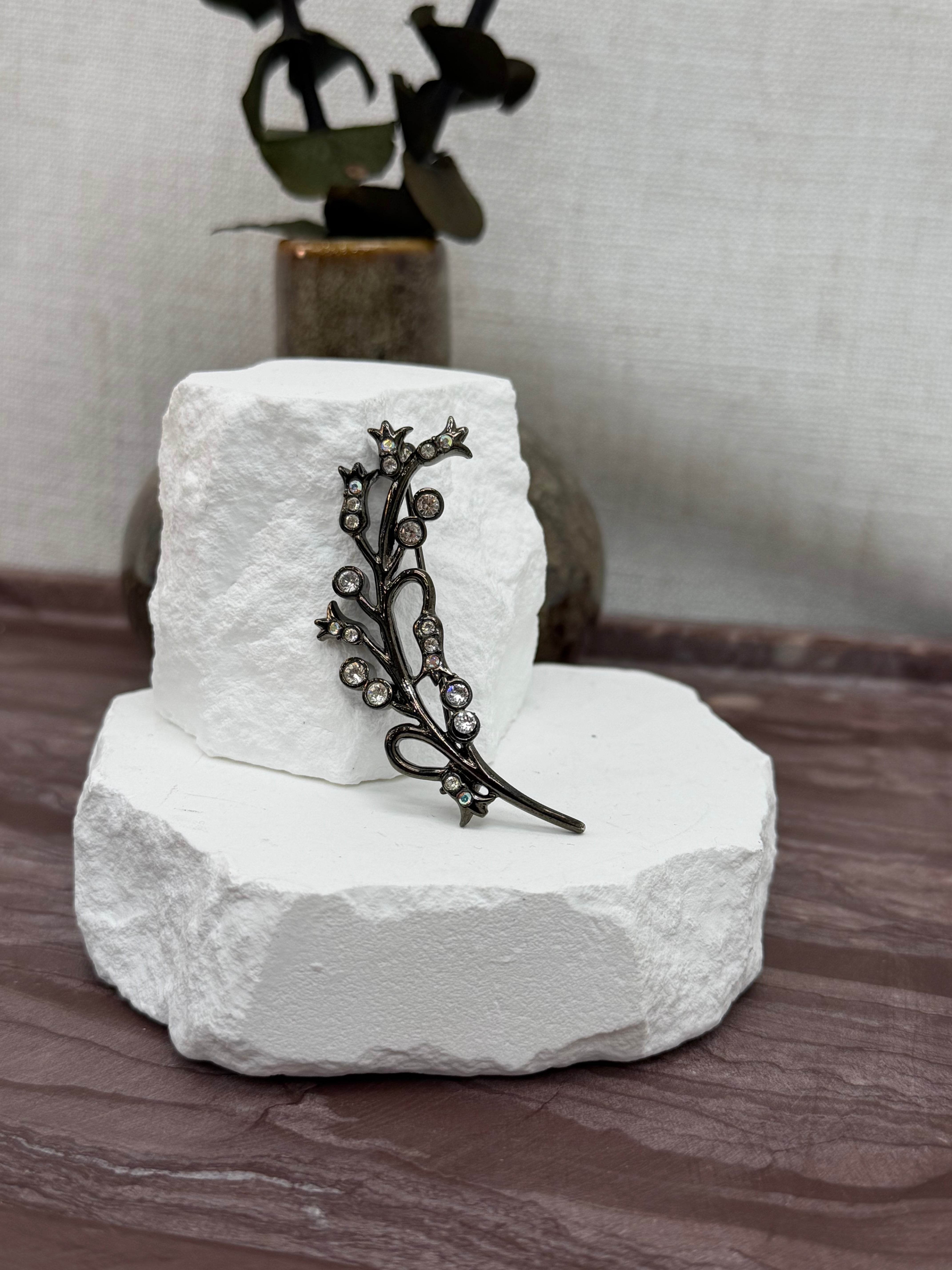 Givenchy Vintage Crystal Leaf Pin Brooch