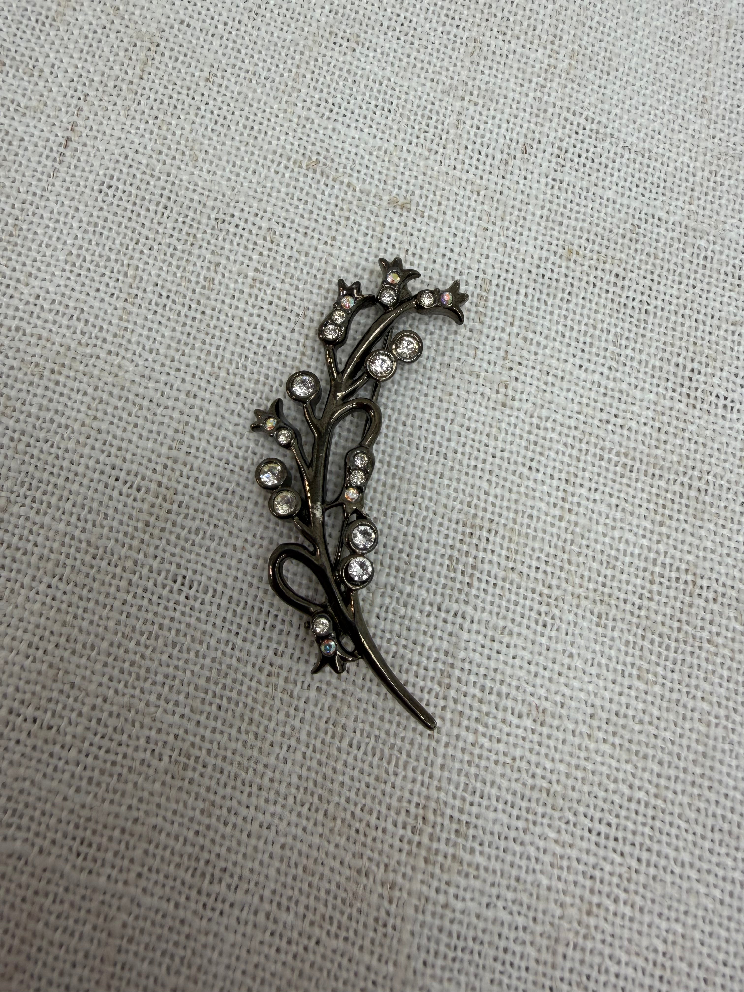 Givenchy Vintage Crystal Leaf Pin Brooch