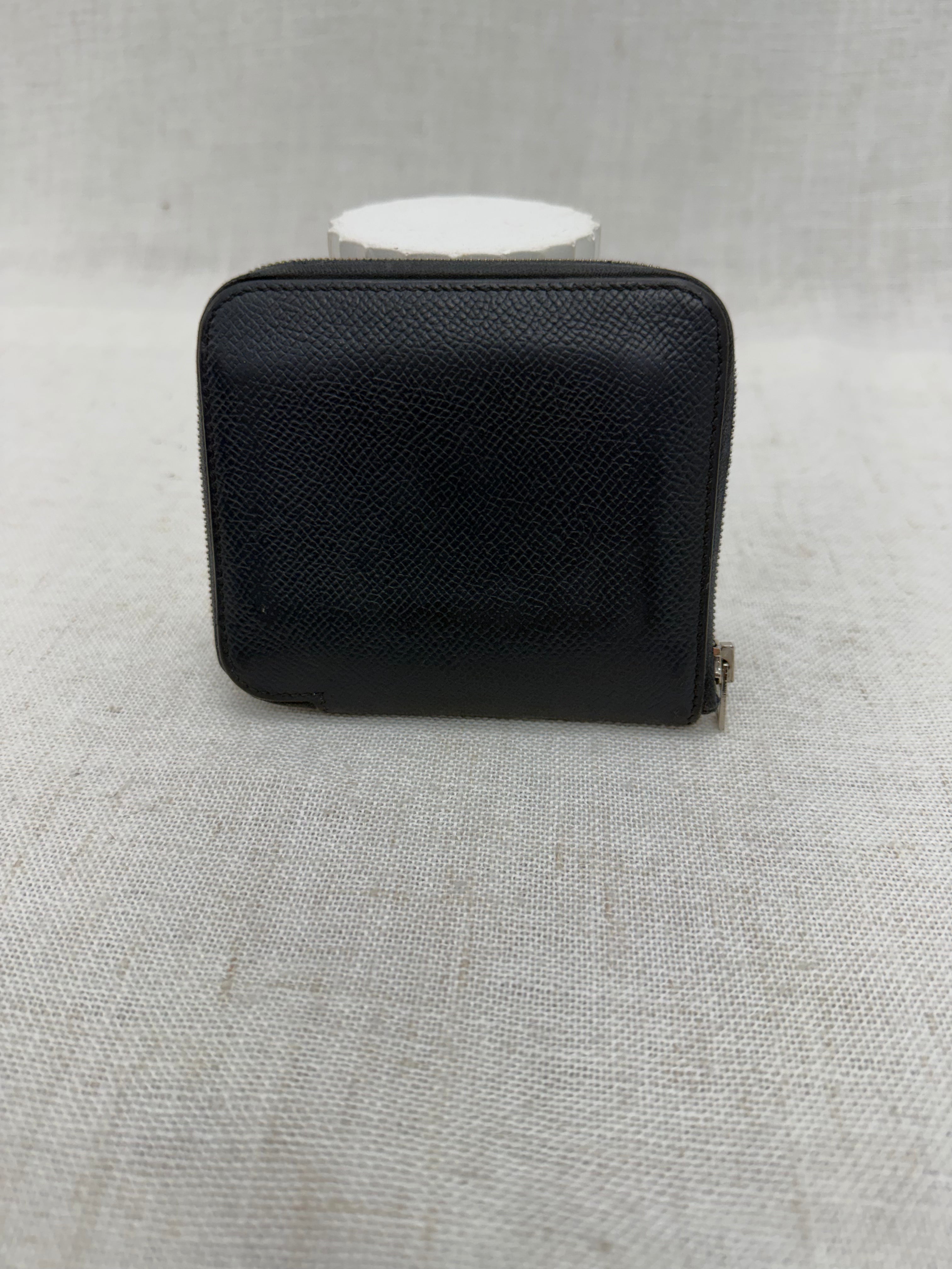 Hermes Navy Blue Epsom Azap Compact Silk In Compact Zip Wallet