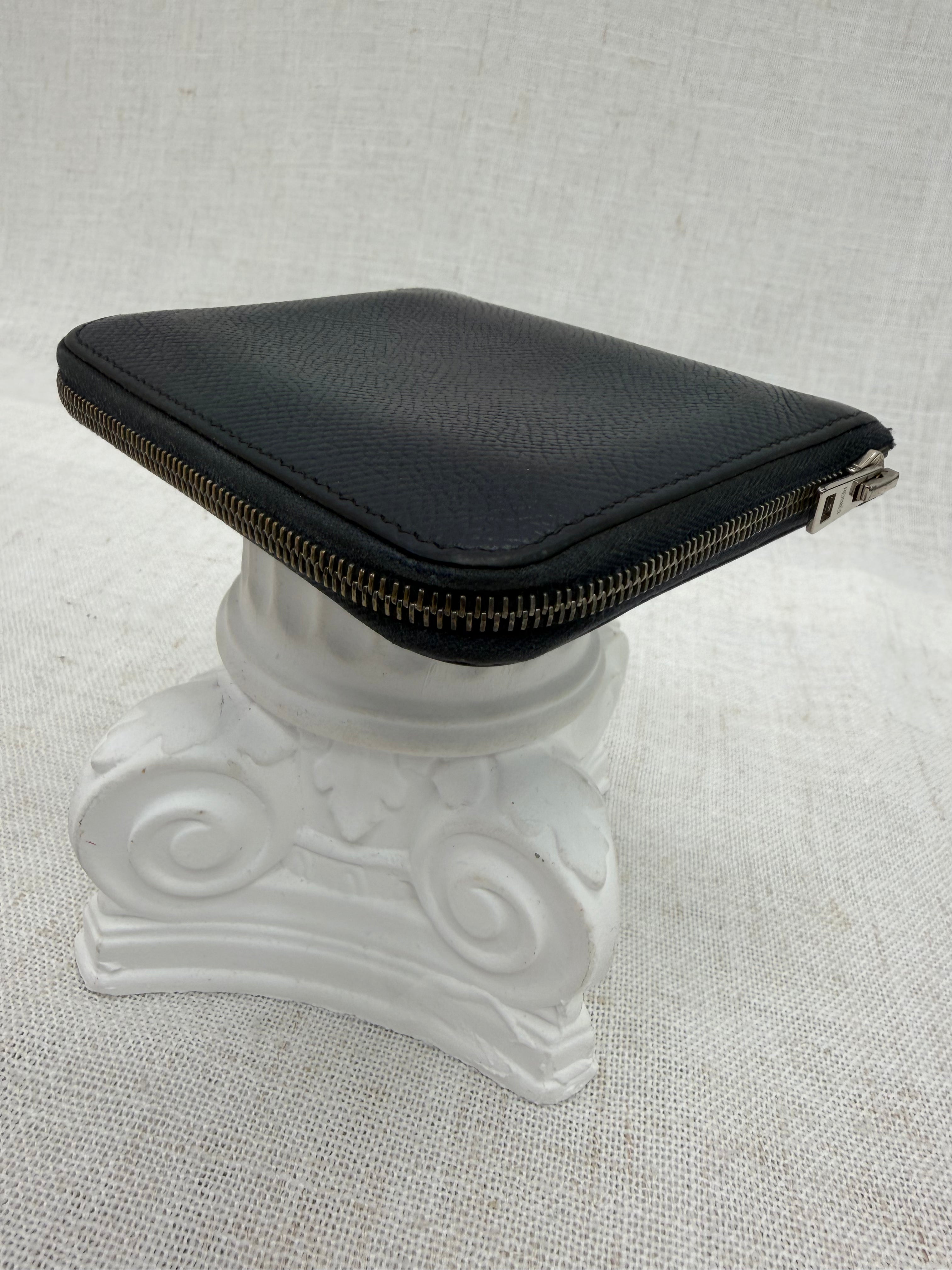 Hermes Navy Blue Epsom Azap Compact Silk In Compact Zip Wallet