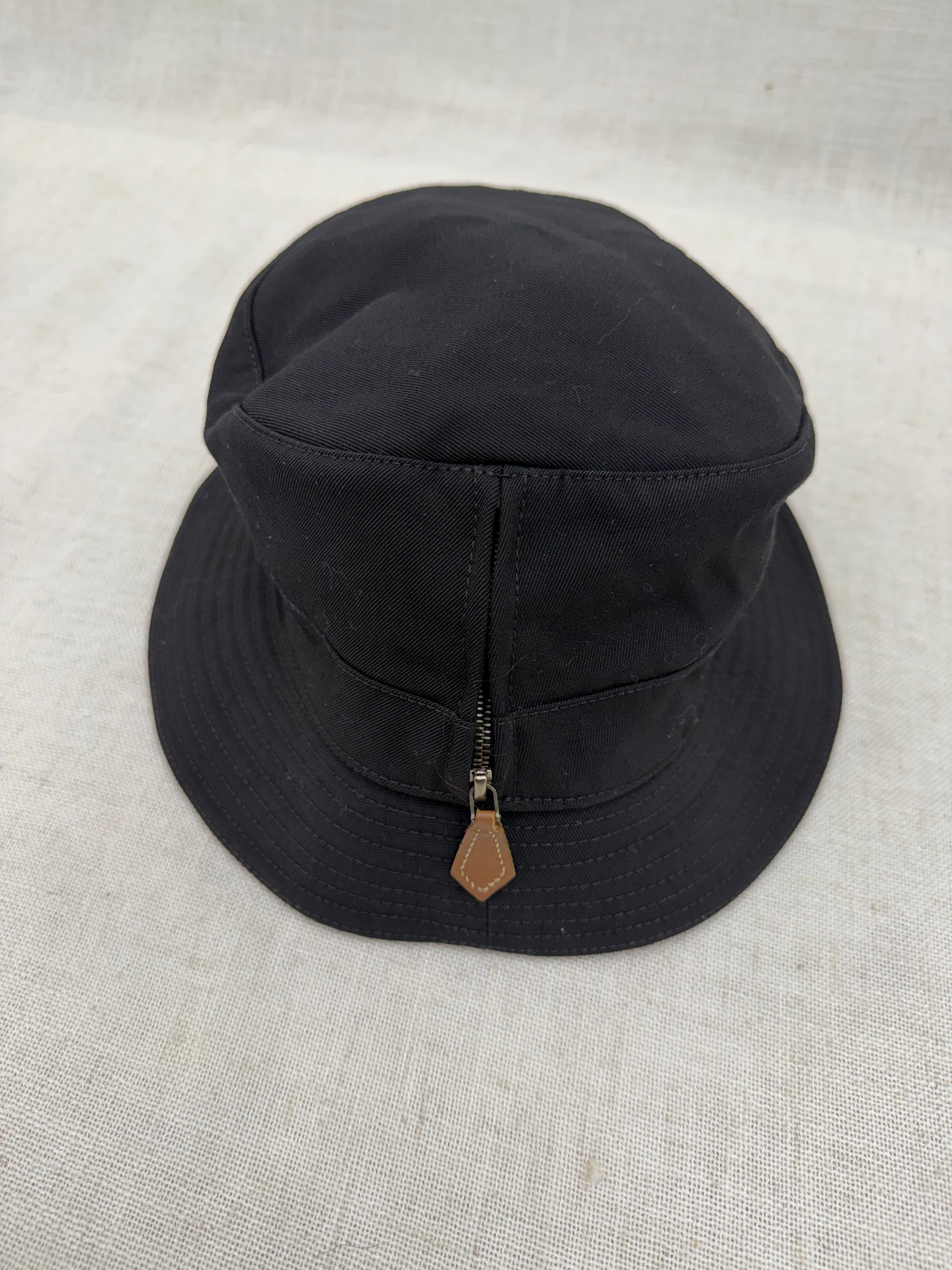 Hermes Black Canvas & Cashmere Bucket Hat