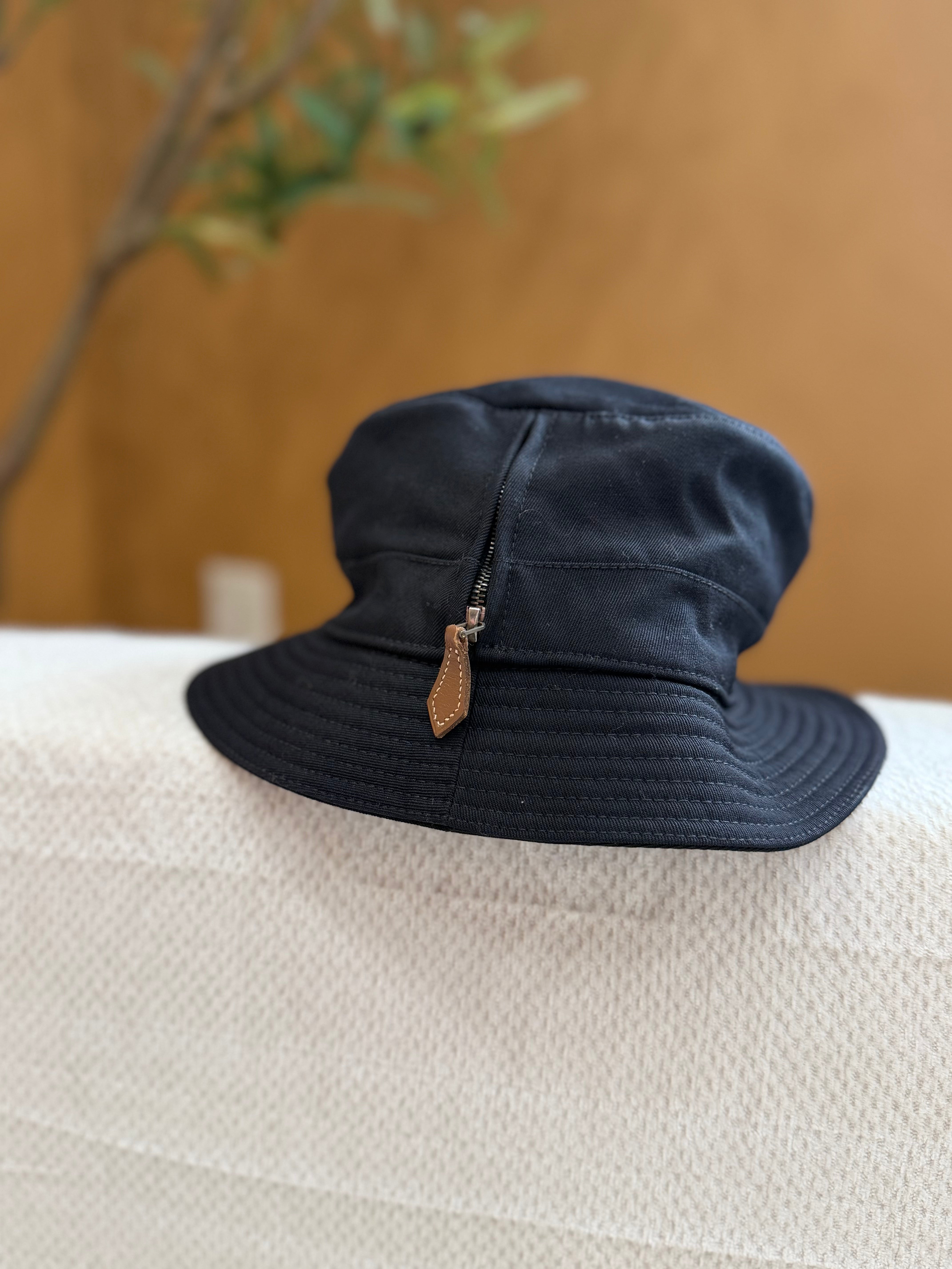 Hermes Black Canvas & Cashmere Bucket Hat