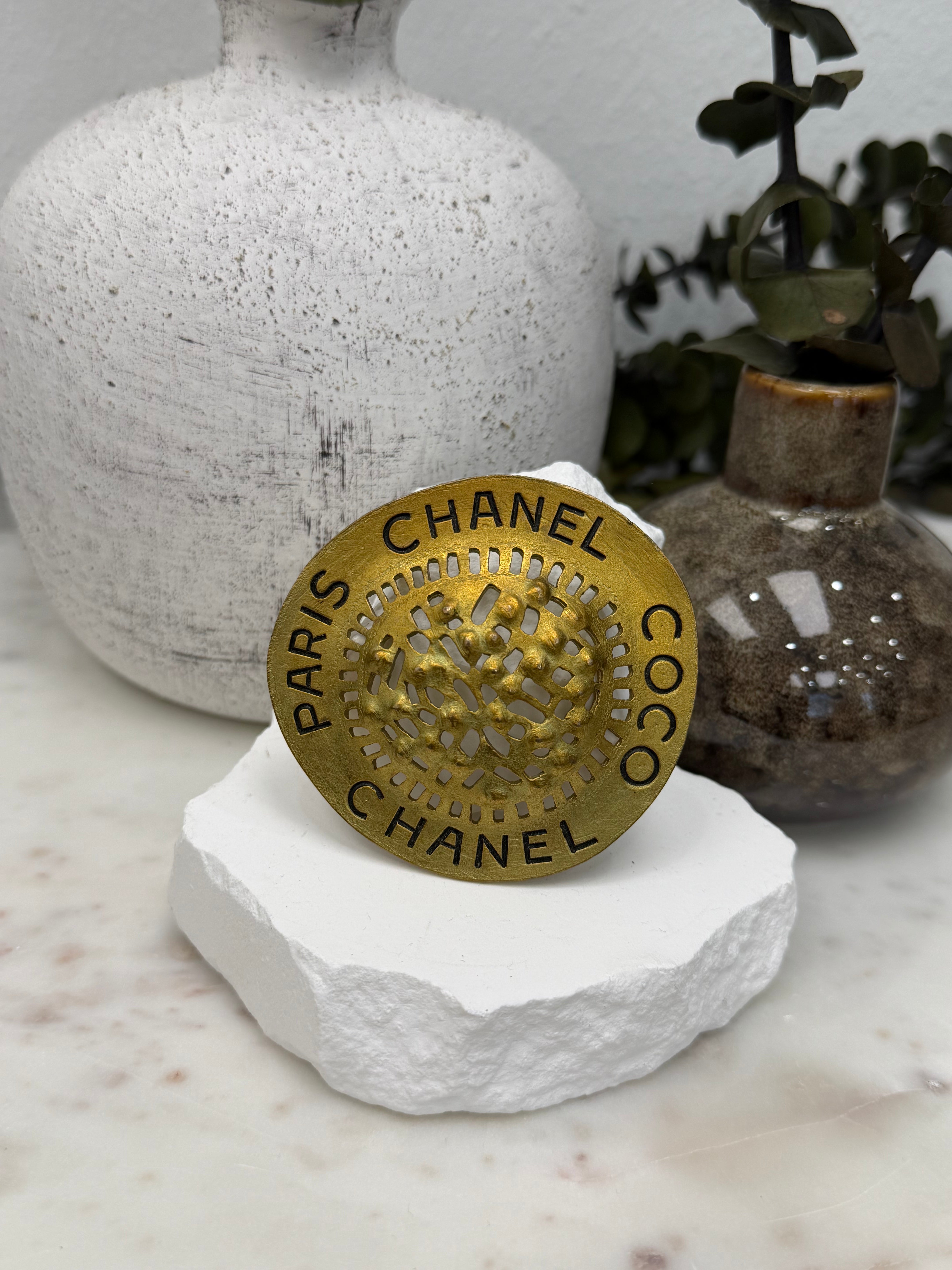 Chanel Vintage Gold Tone XL Brooch