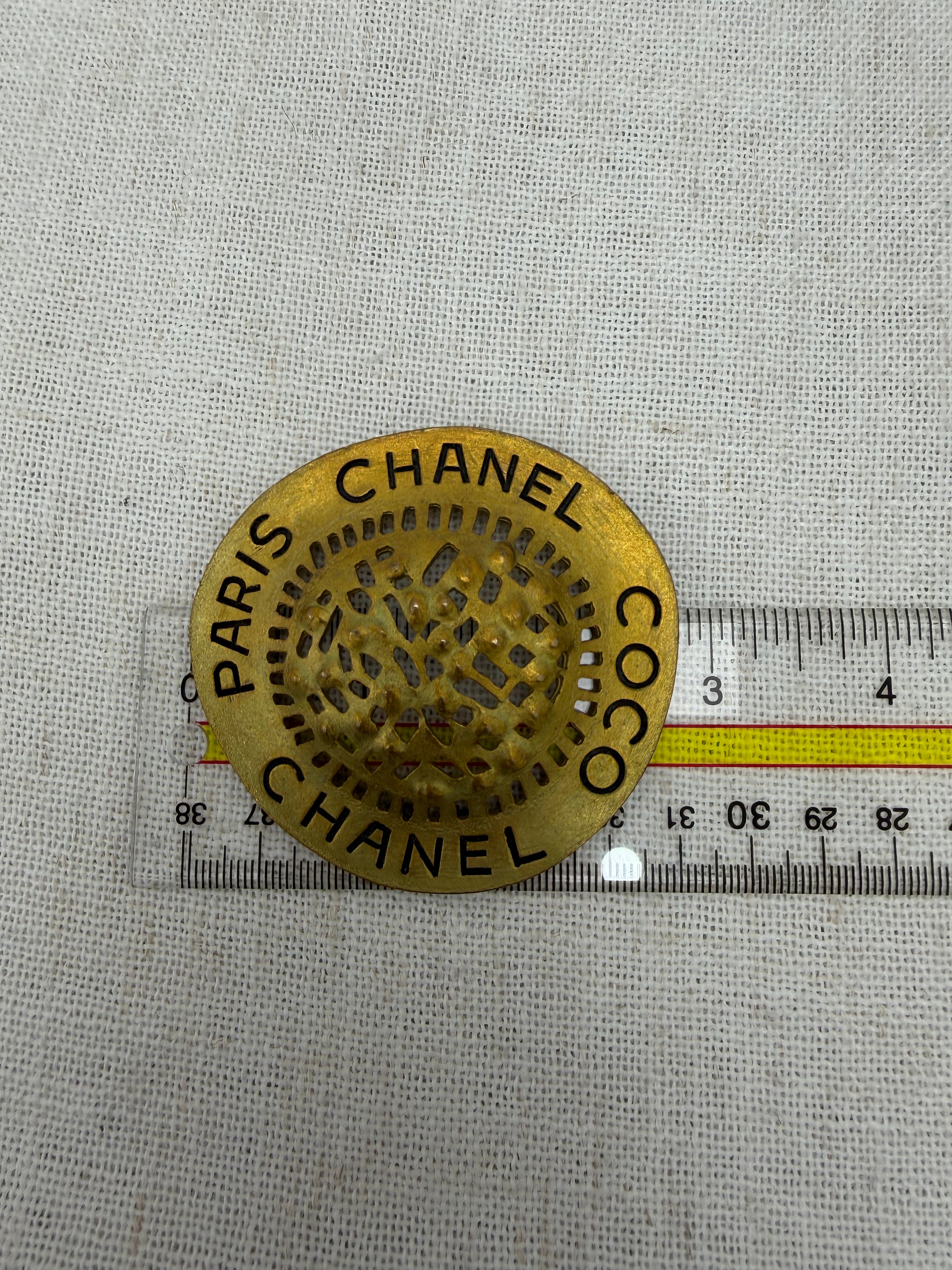 Chanel Vintage Gold Tone XL Brooch